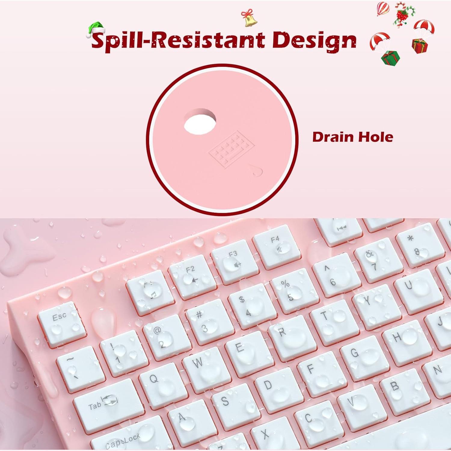 Teclado USB con Cable COLIKES Rosa Chiclet Resistente a Derrames
