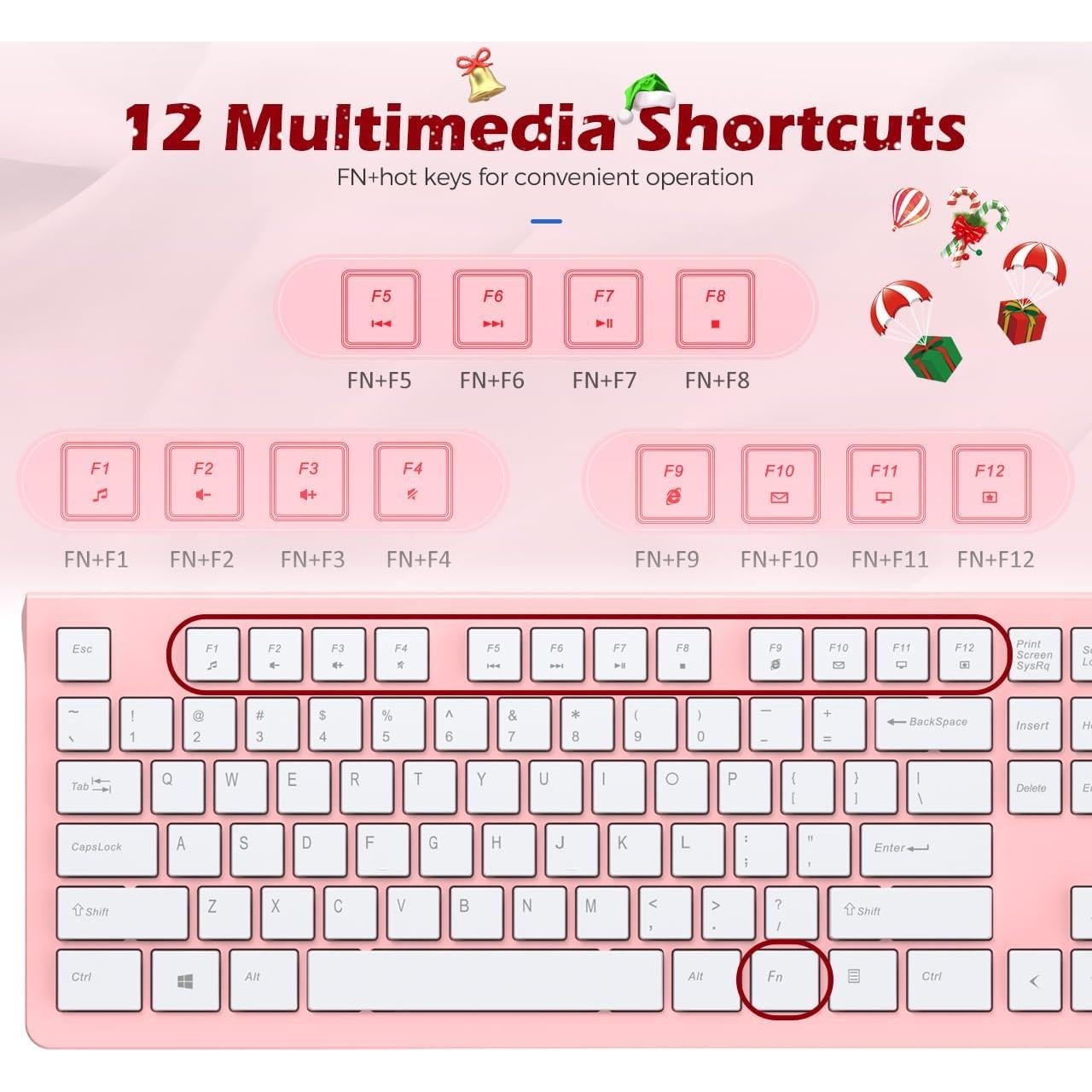Teclado USB con Cable COLIKES Rosa Chiclet Resistente a Derrames