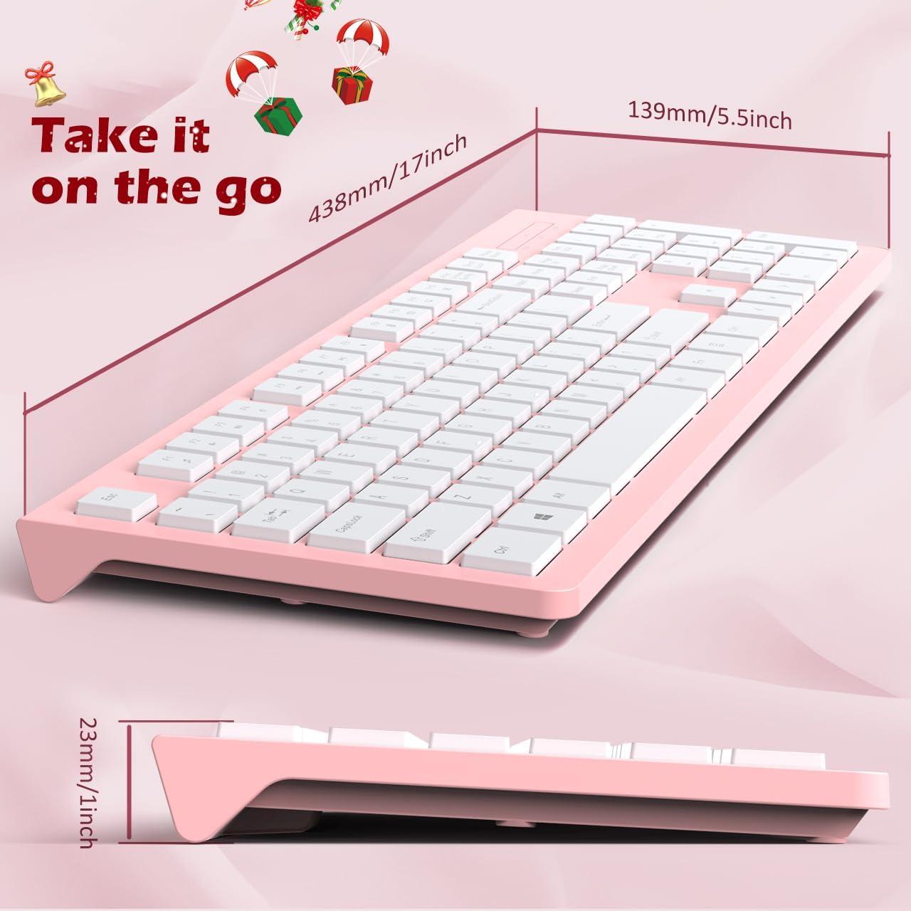 Teclado USB con Cable COLIKES Rosa Chiclet Resistente a Derrames