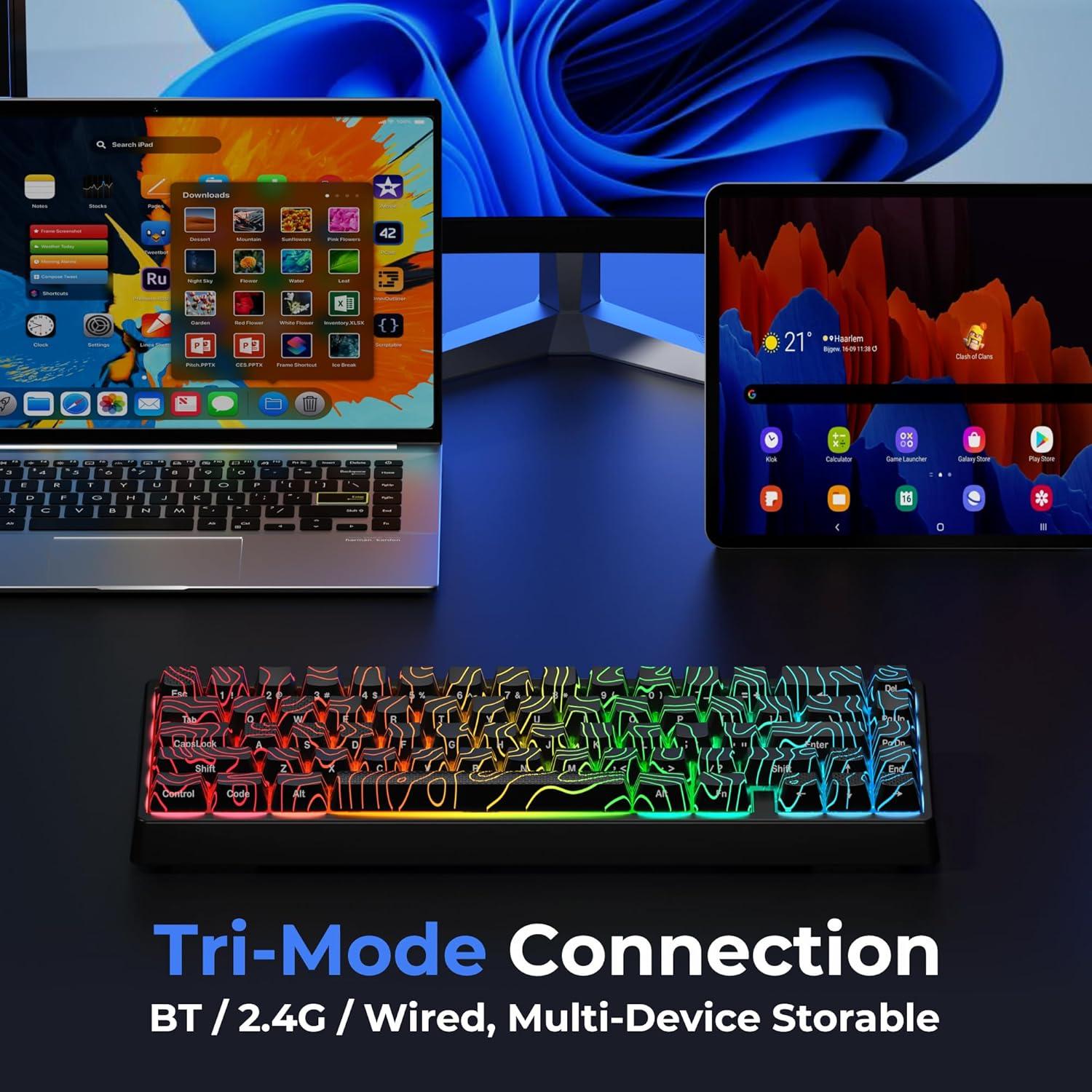 Teclado Mecánico Inalámbrico HITIME M67 RGB 60% QMK/VIA Negro