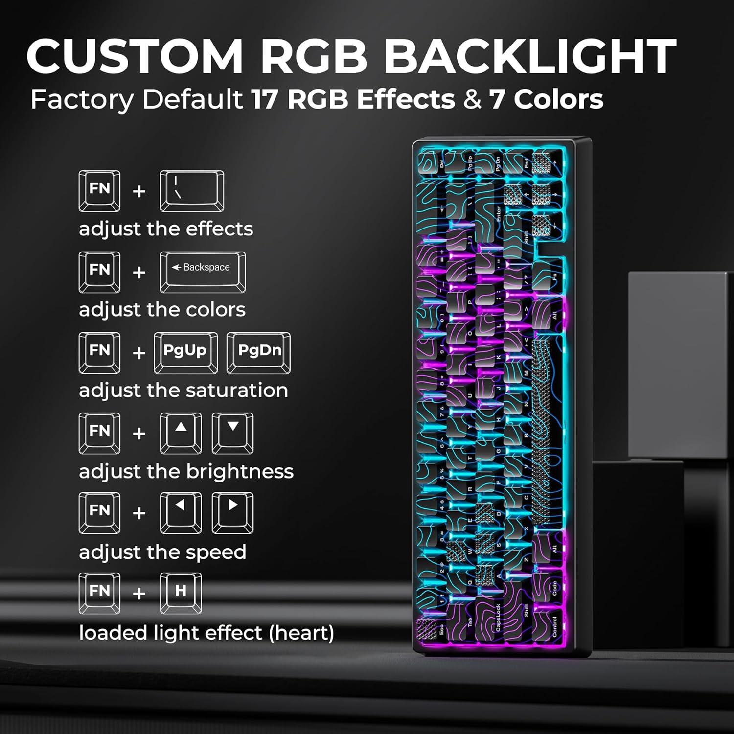 Teclado Mecánico Inalámbrico HITIME M67 RGB 60% QMK/VIA Negro