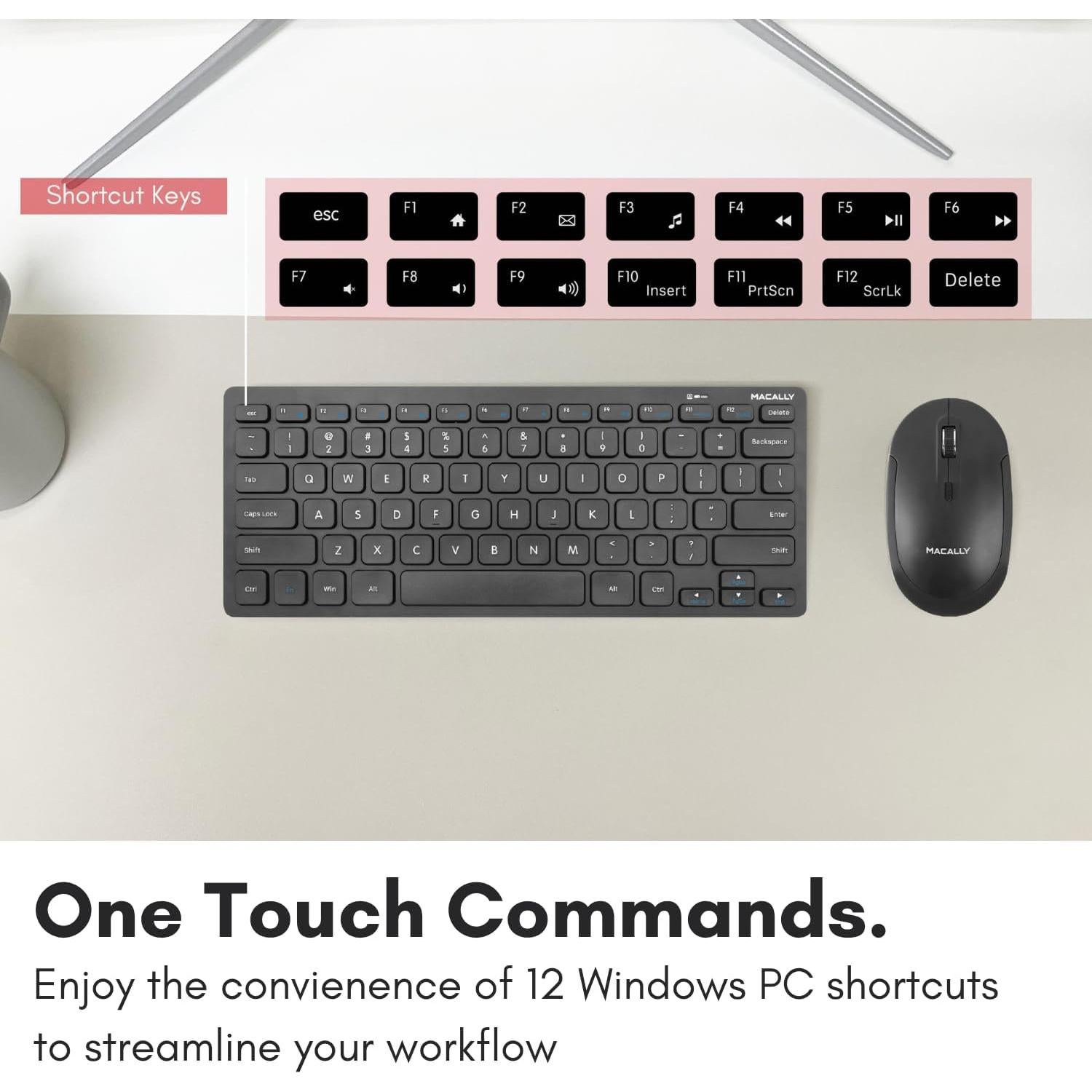 Teclado Inalámbrico Compacto Macally Negro - 78 Teclas