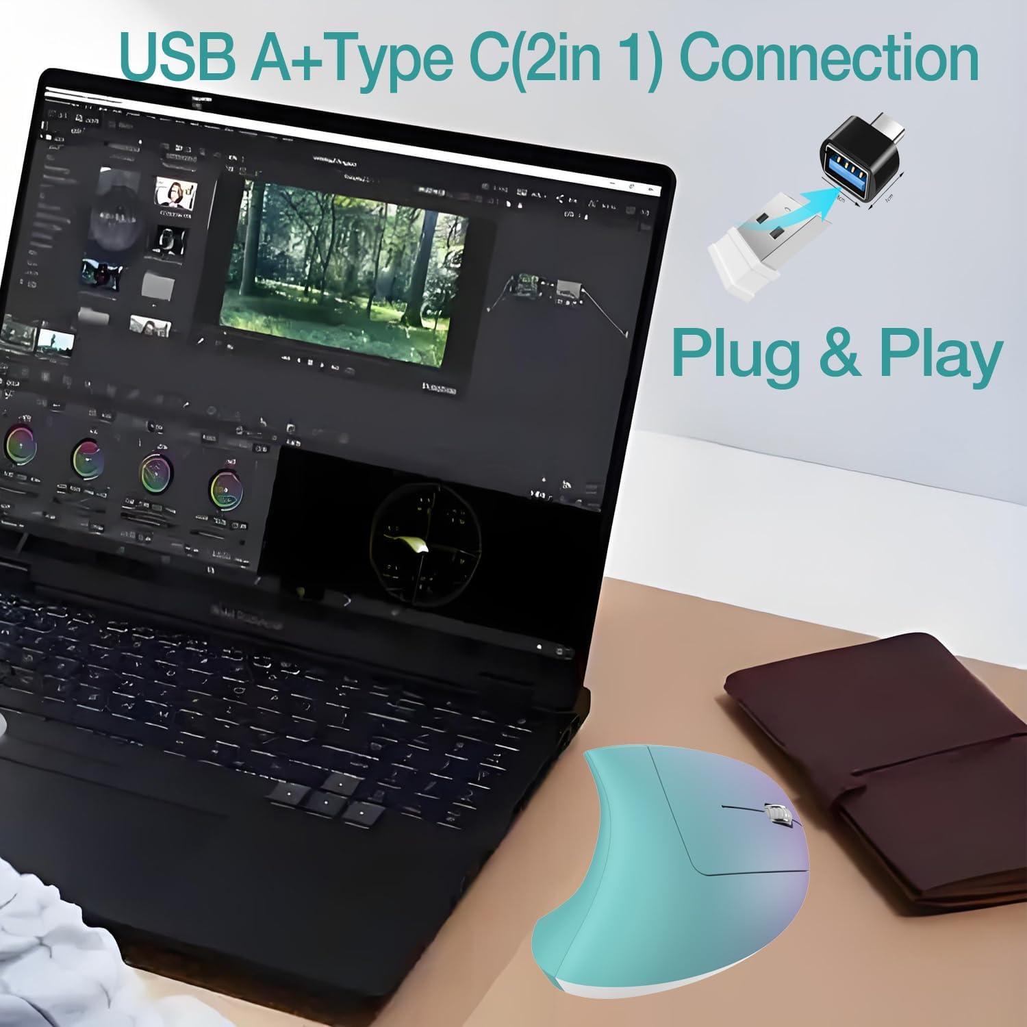 Ratón Vertical Inalámbrico Recargable Vassink 800/1200/1600 DPI