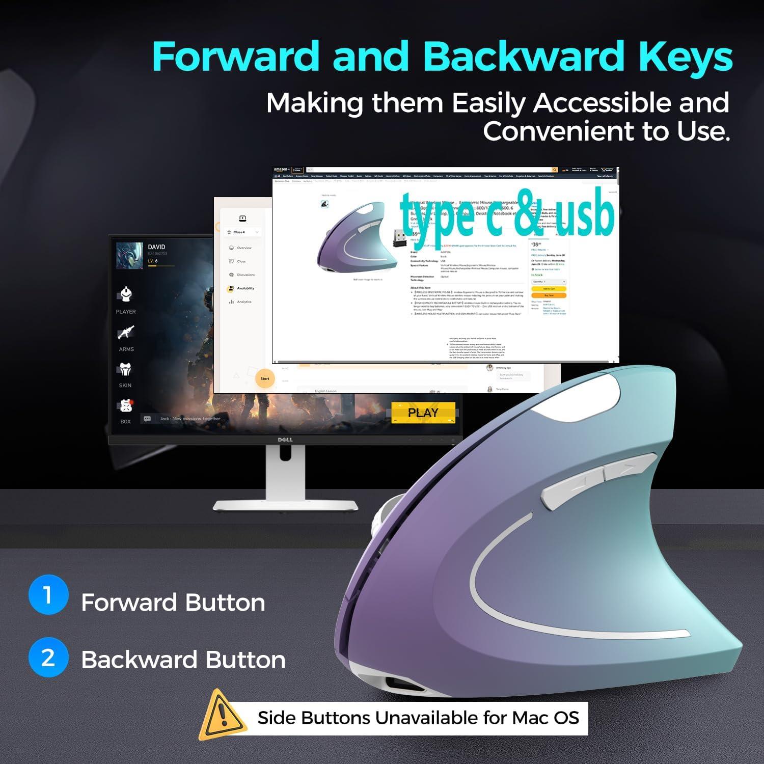 Ratón Vertical Inalámbrico Recargable Vassink 800/1200/1600 DPI
