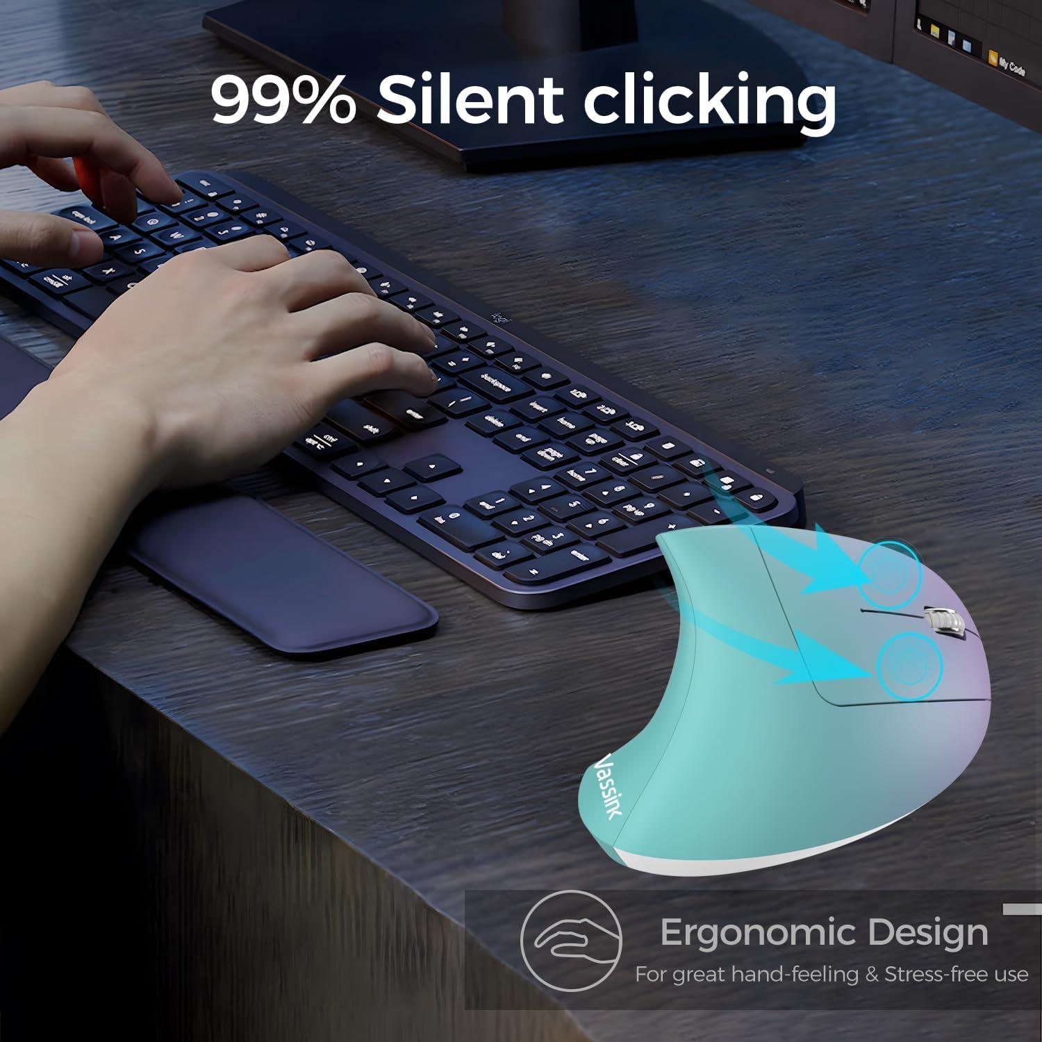 Ratón Vertical Inalámbrico Recargable Vassink 800/1200/1600 DPI