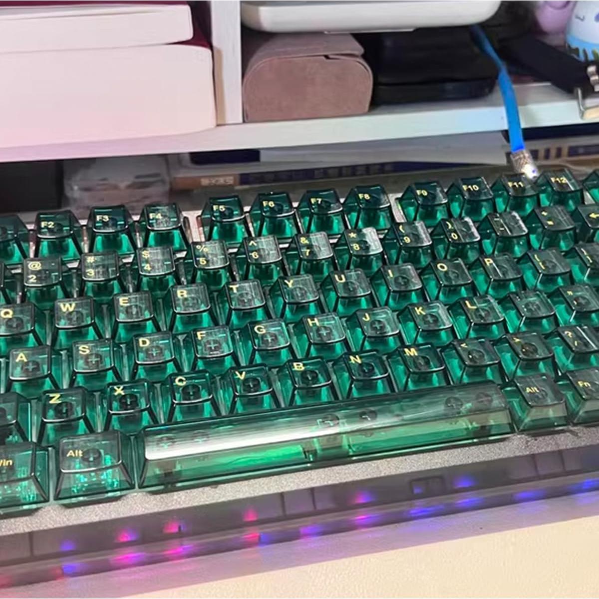 Conjunto de Teclas PBT Retroiluminadas Sumgsn 156 Teclas Verde