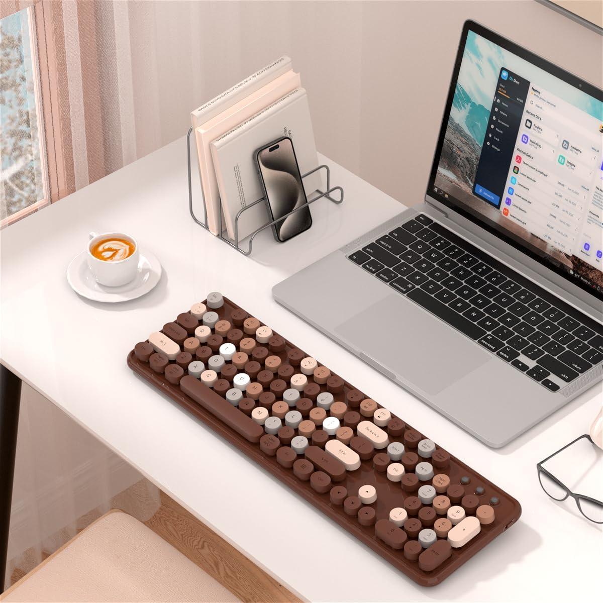 Teclado Inalámbrico Bluetooth Retro JAMfit 104 Teclas Colorido