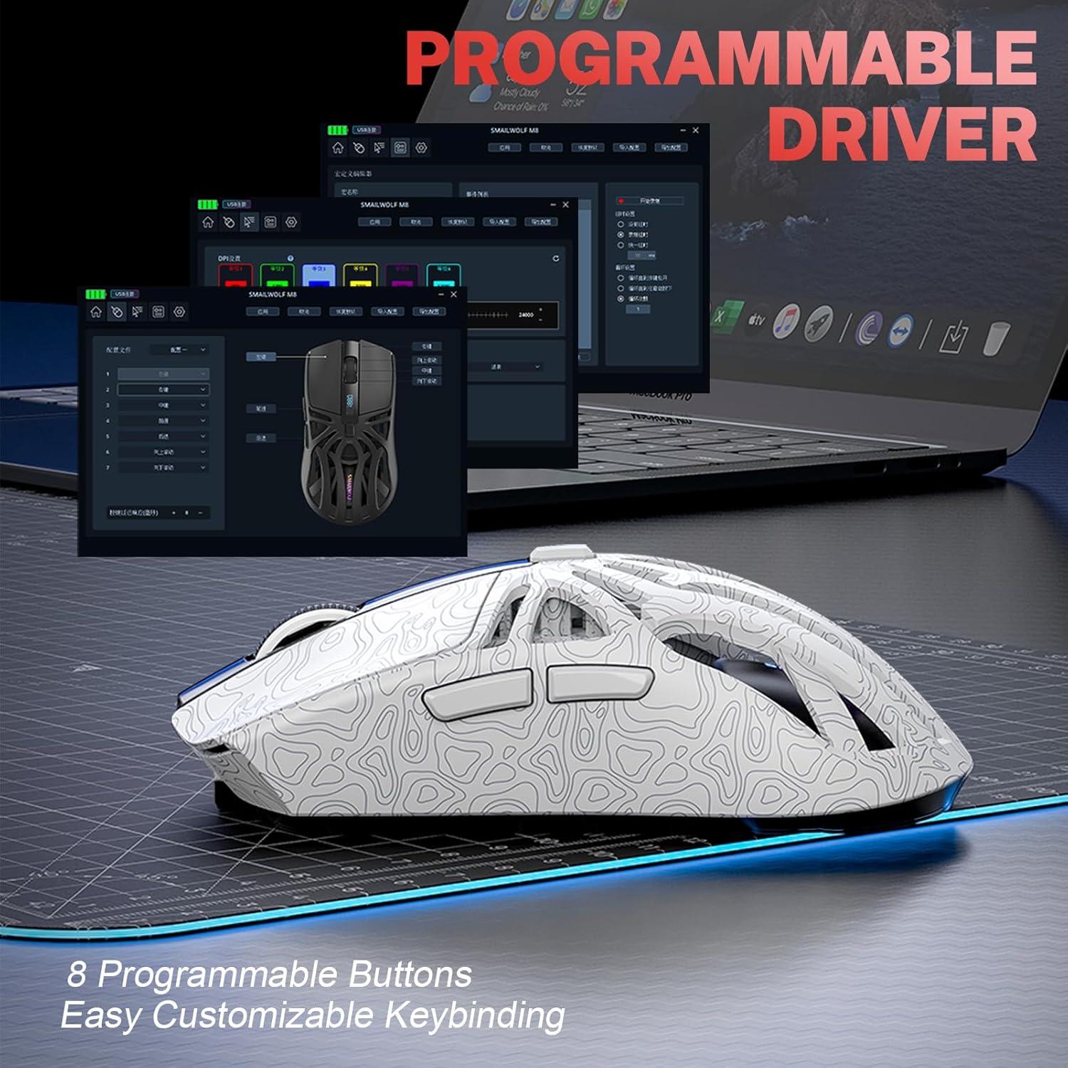 Ratón Gaming M8 Attoe Ultra-Ligero 72g RGB Dock Magnético