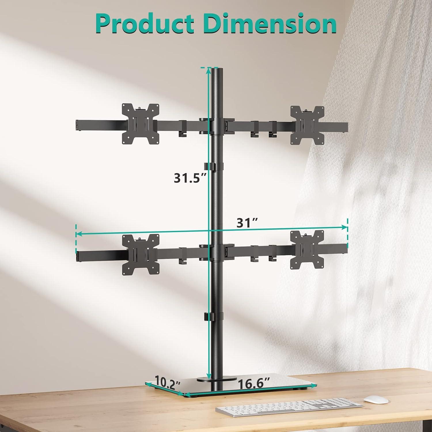 Soporte de Monitor Cuádruple WALI GMF004 Ajustable 4 Pantallas