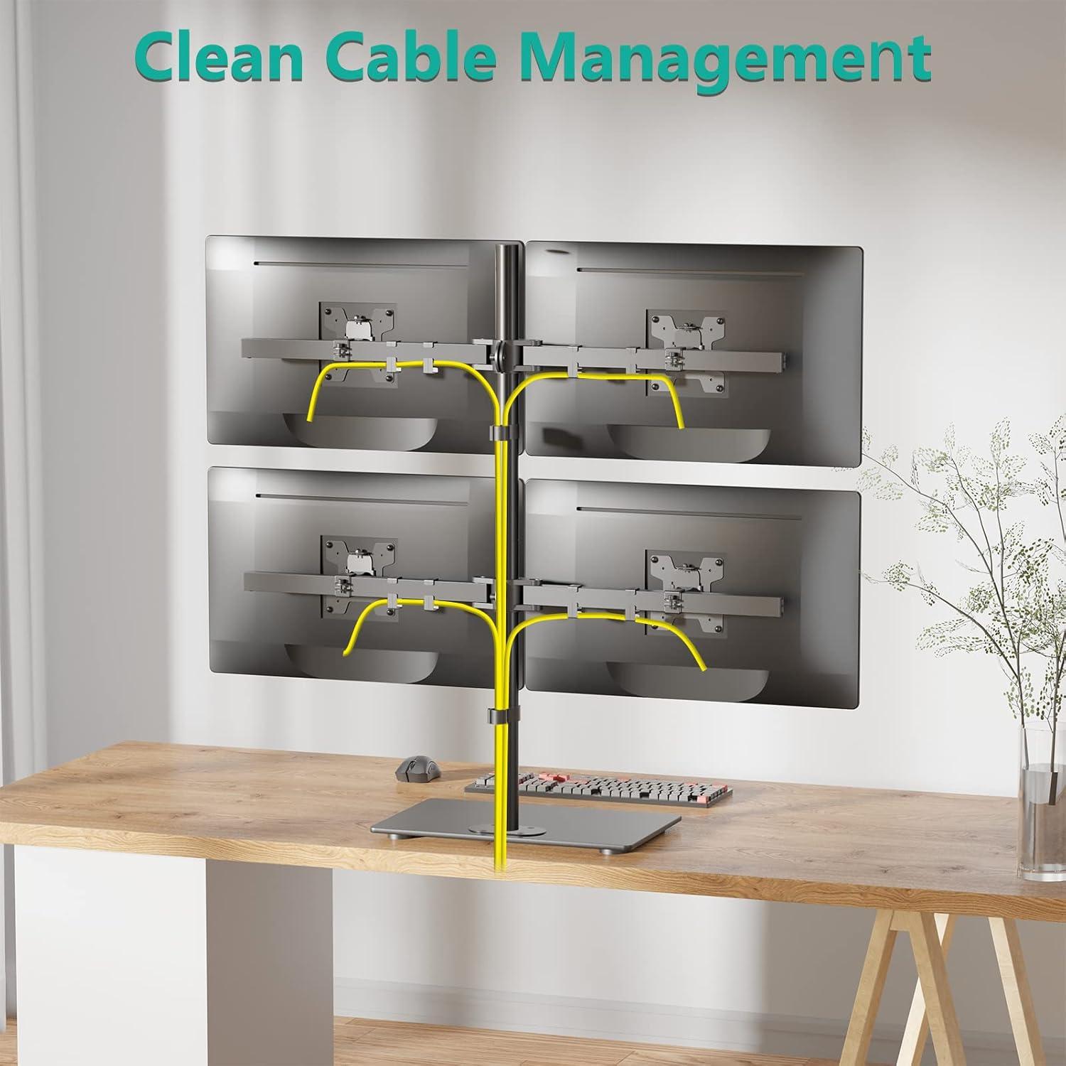 Soporte de Monitor Cuádruple WALI GMF004 Ajustable 4 Pantallas