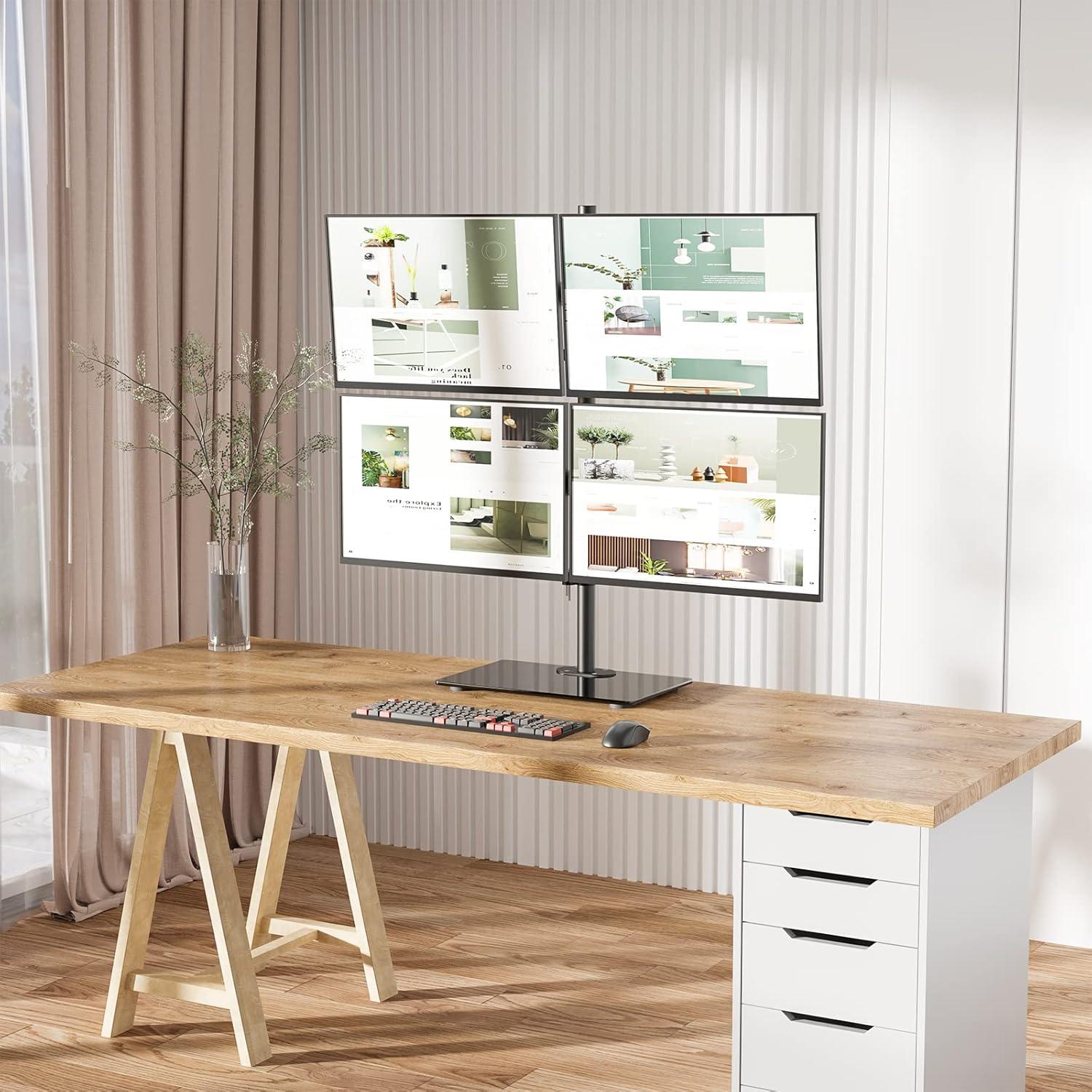 Soporte de Monitor Cuádruple WALI GMF004 Ajustable 4 Pantallas