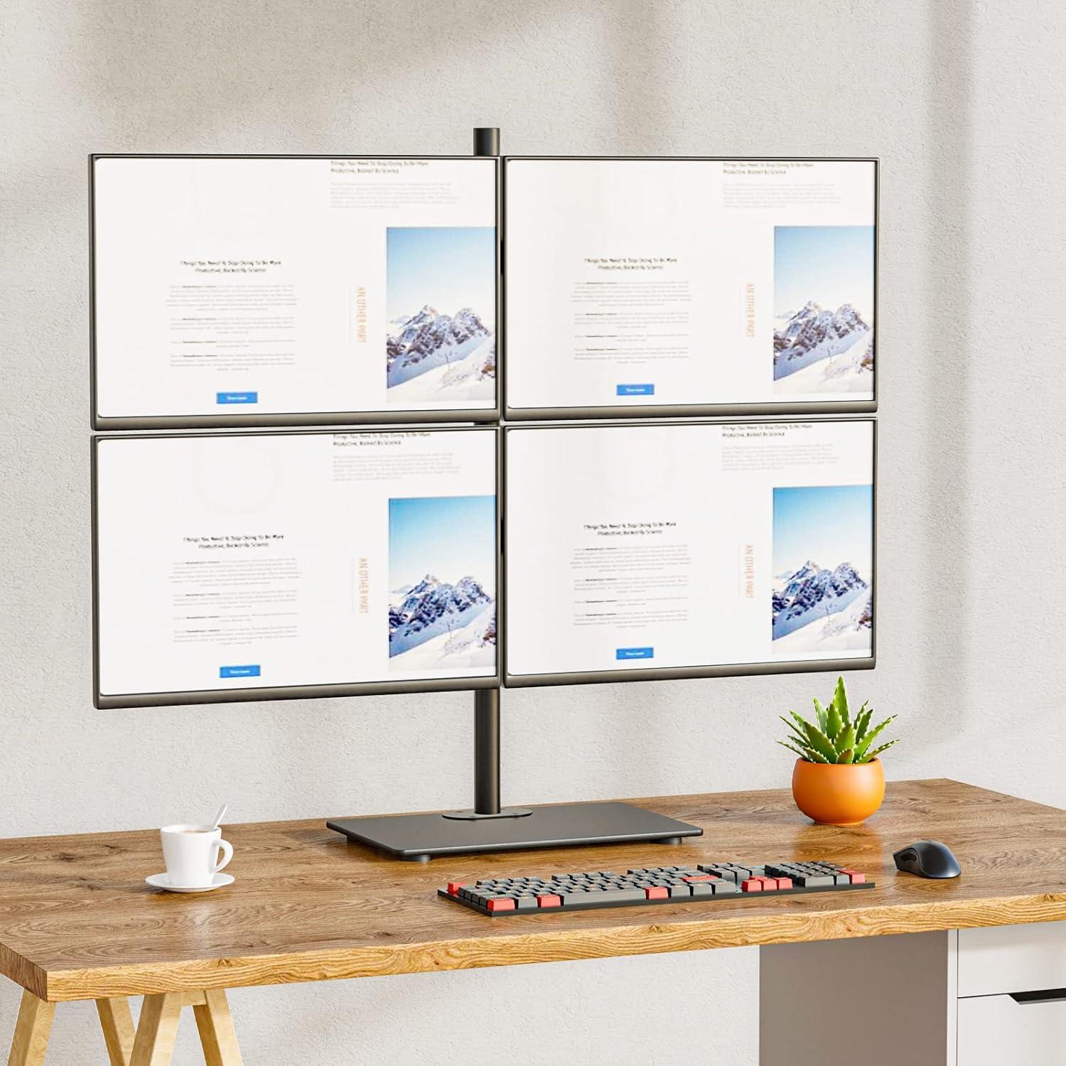 Soporte de Monitor Cuádruple WALI GMF004 Ajustable 4 Pantallas