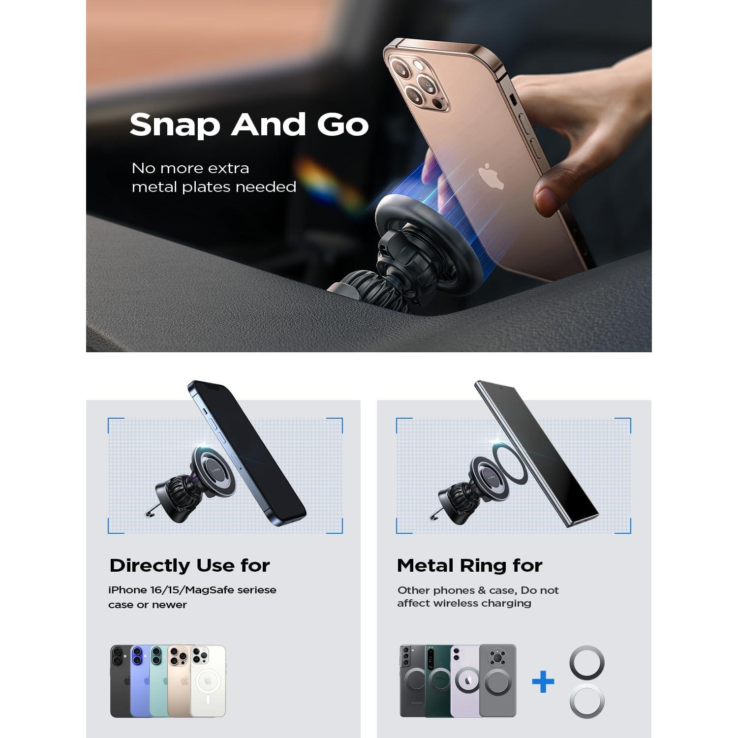 Soporte Magnético para Coche LISEN MagSafe Negro 0.14kg