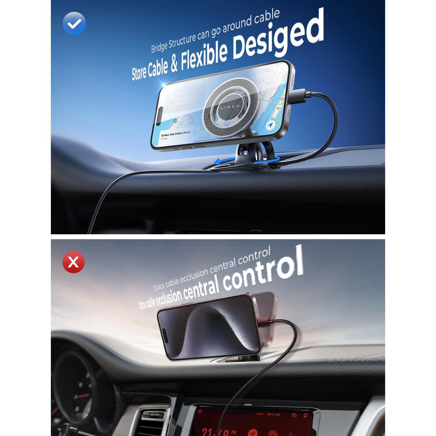 Soporte Magnético para Coche LISEN MagSafe Negro 0.14kg