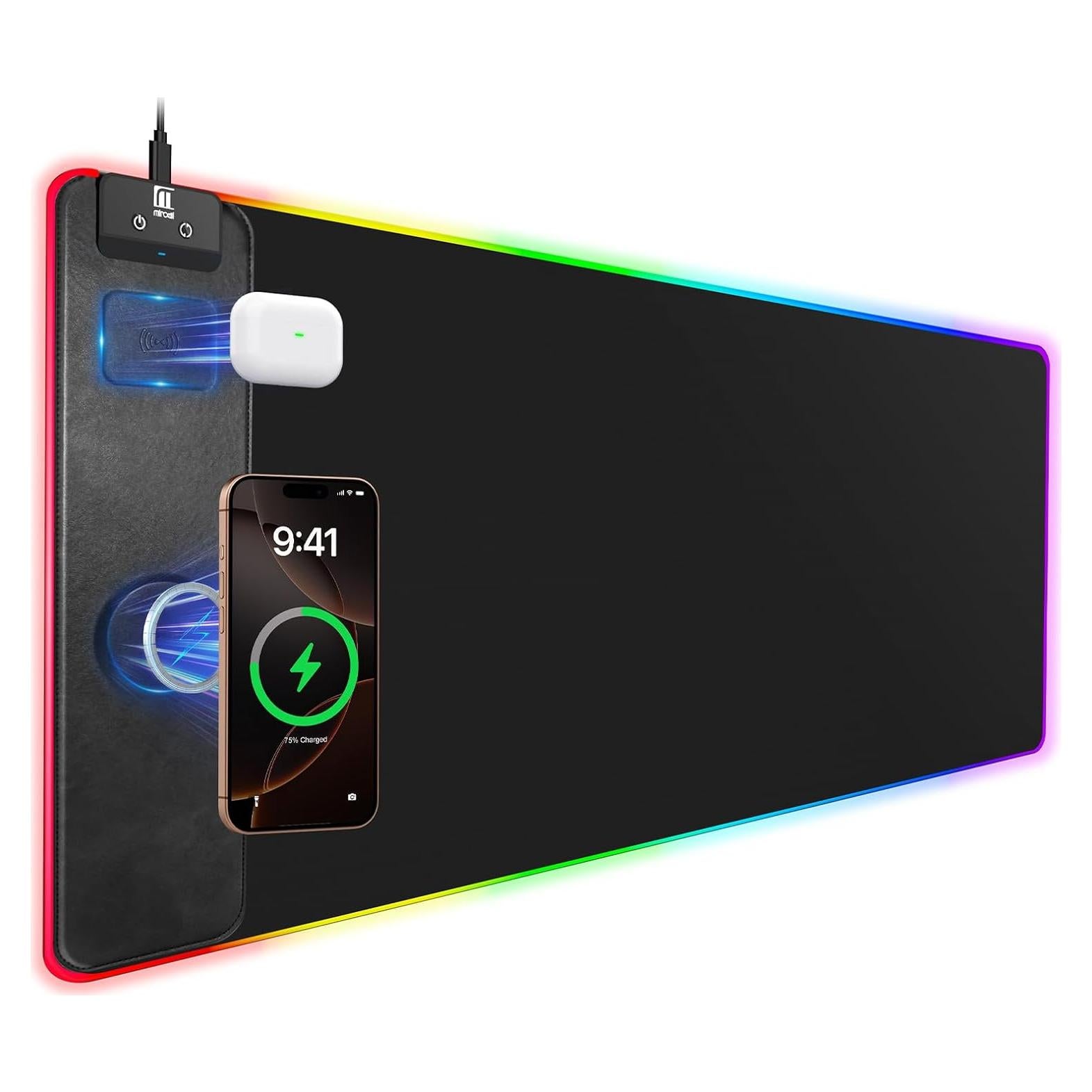 Alfombrilla de Mouse Miroddi HD68 con Carga Inalámbrica 15W