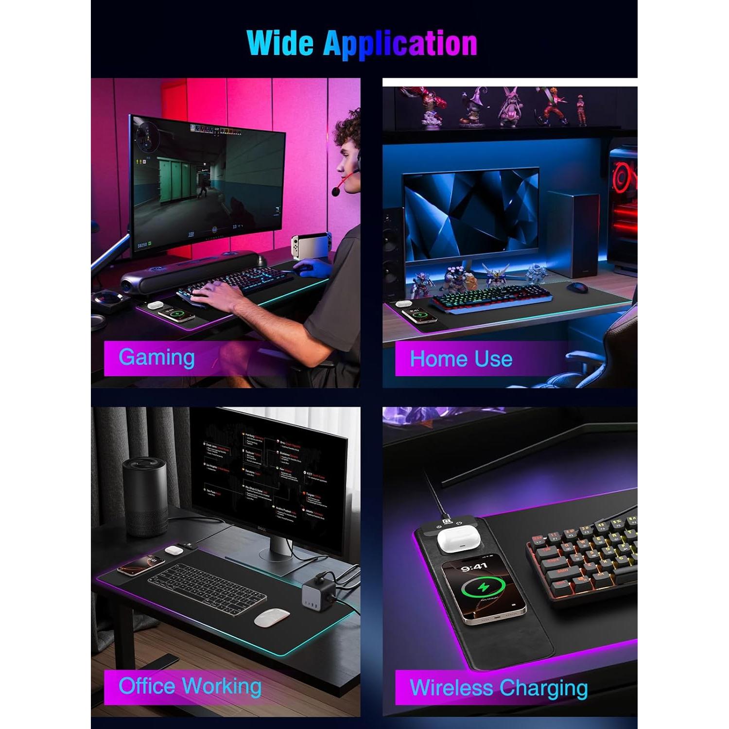 Alfombrilla de Mouse Miroddi HD68 con Carga Inalámbrica 15W