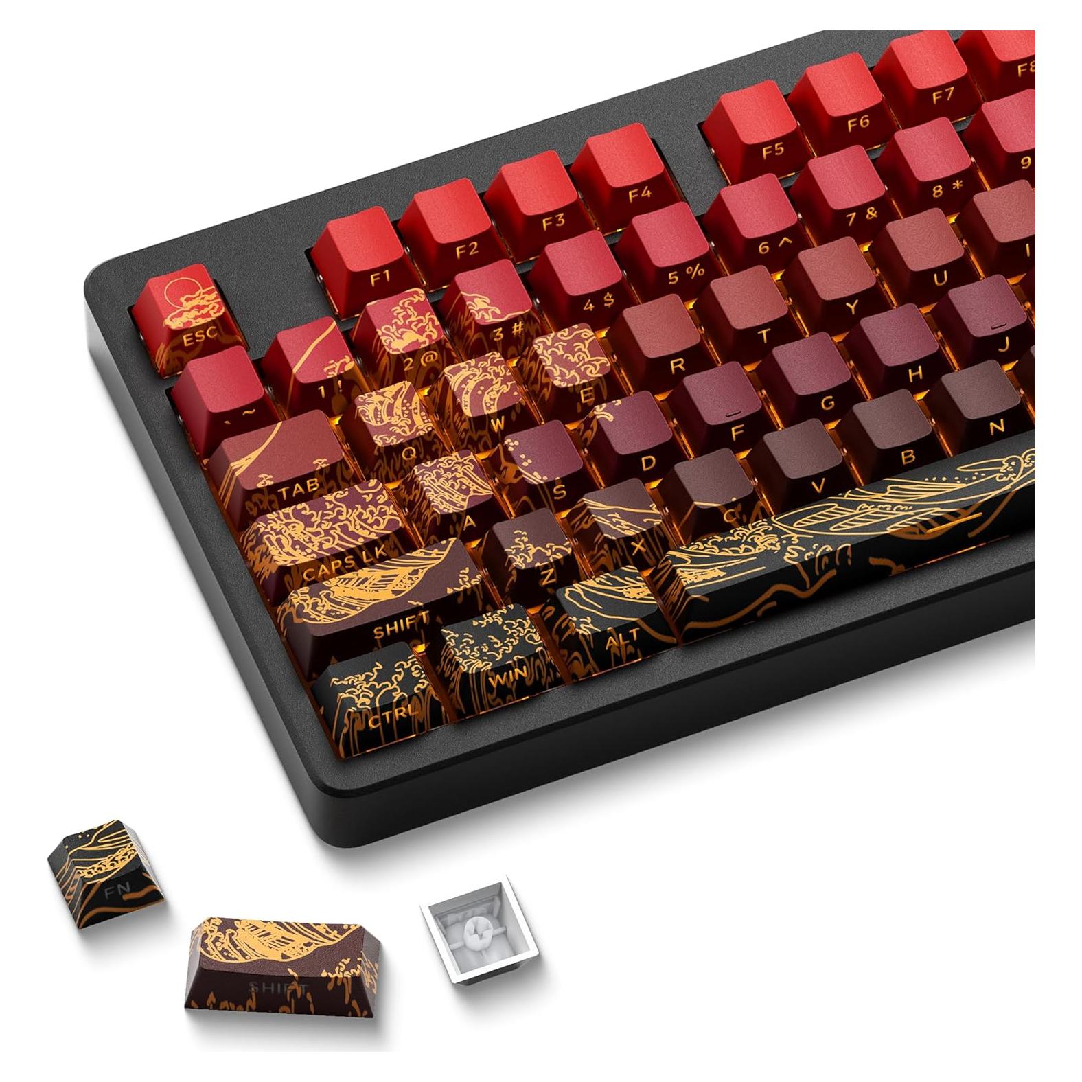 Teclas de PBT Doble Inyección XVX Onda de Kanagawa 129 Teclas