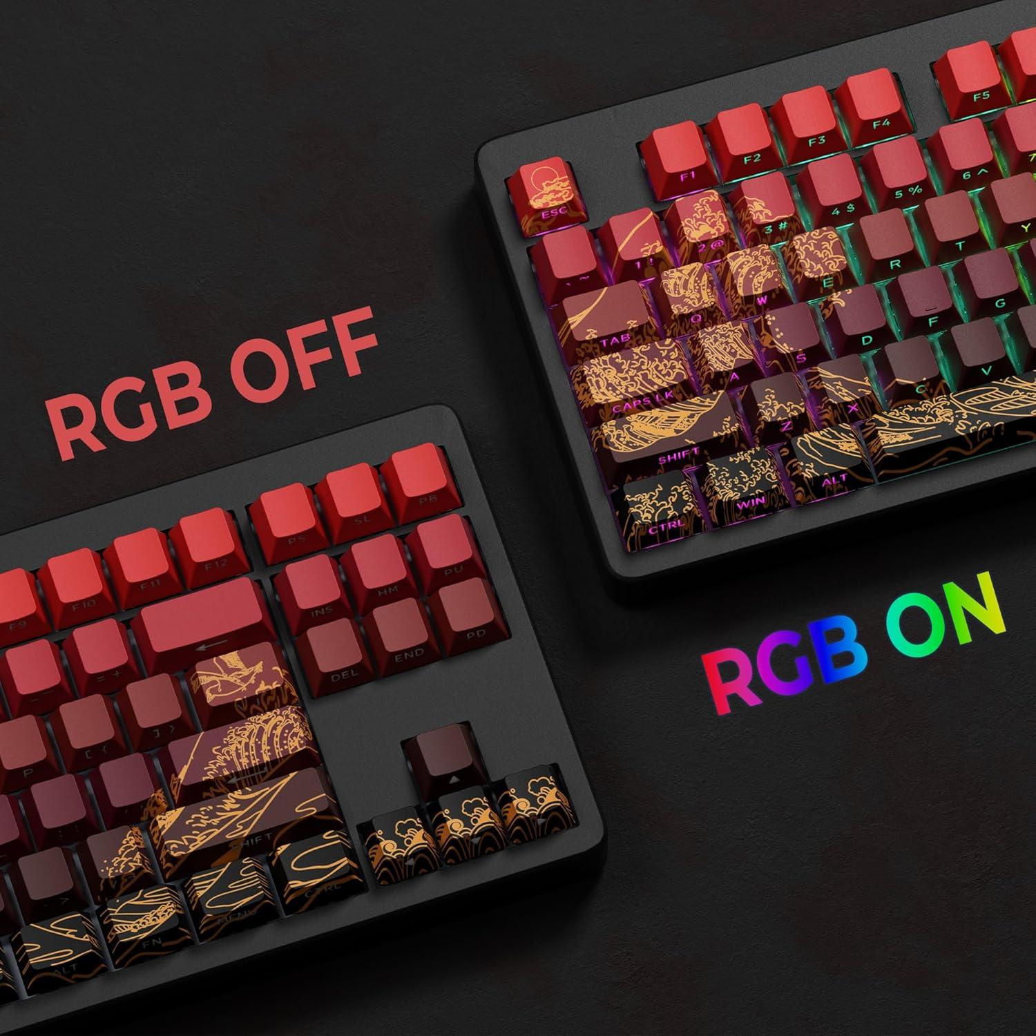 Teclas de PBT Doble Inyección XVX Onda de Kanagawa 129 Teclas