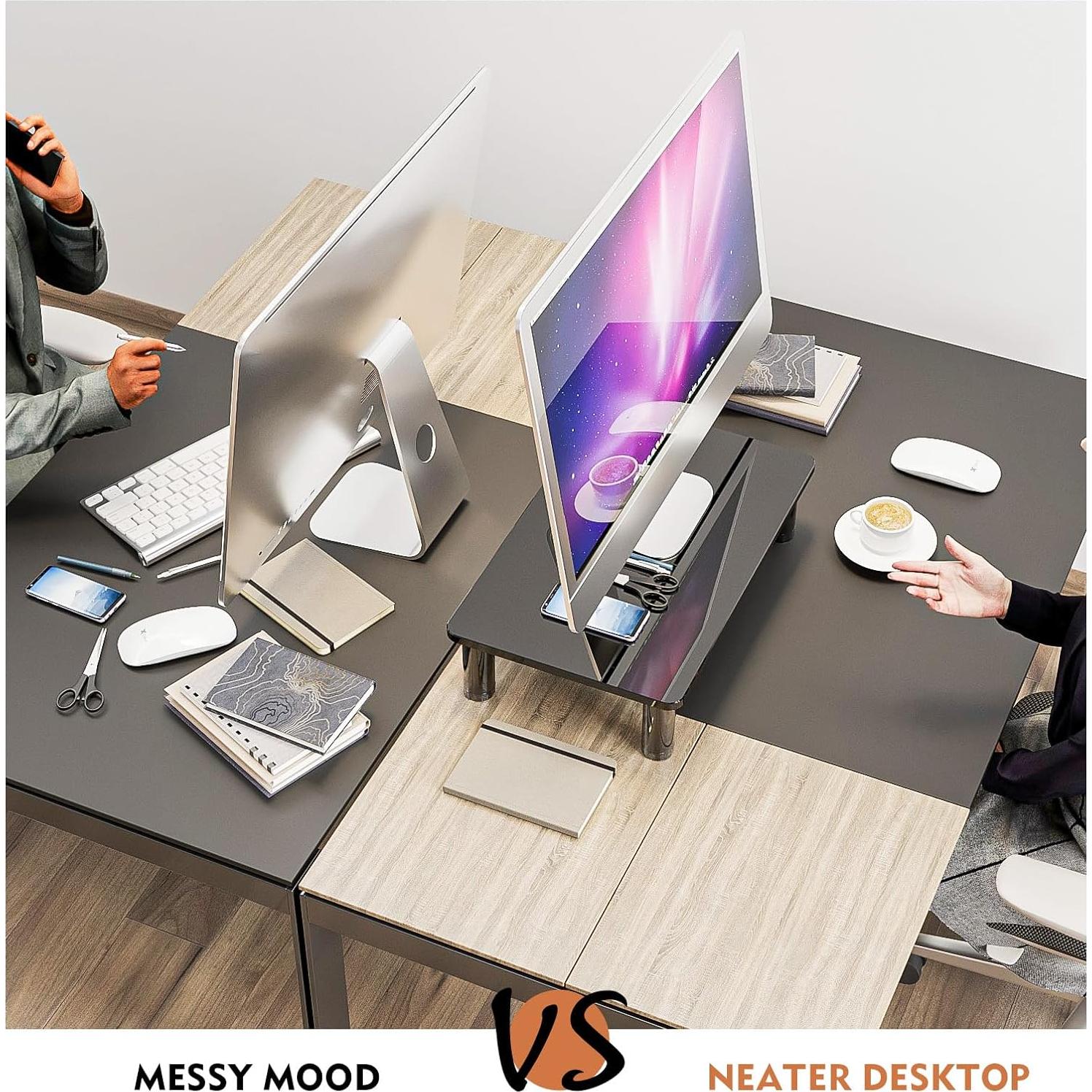 Soporte de Monitor Ajustable Xinpin Vidrio Templado Negro