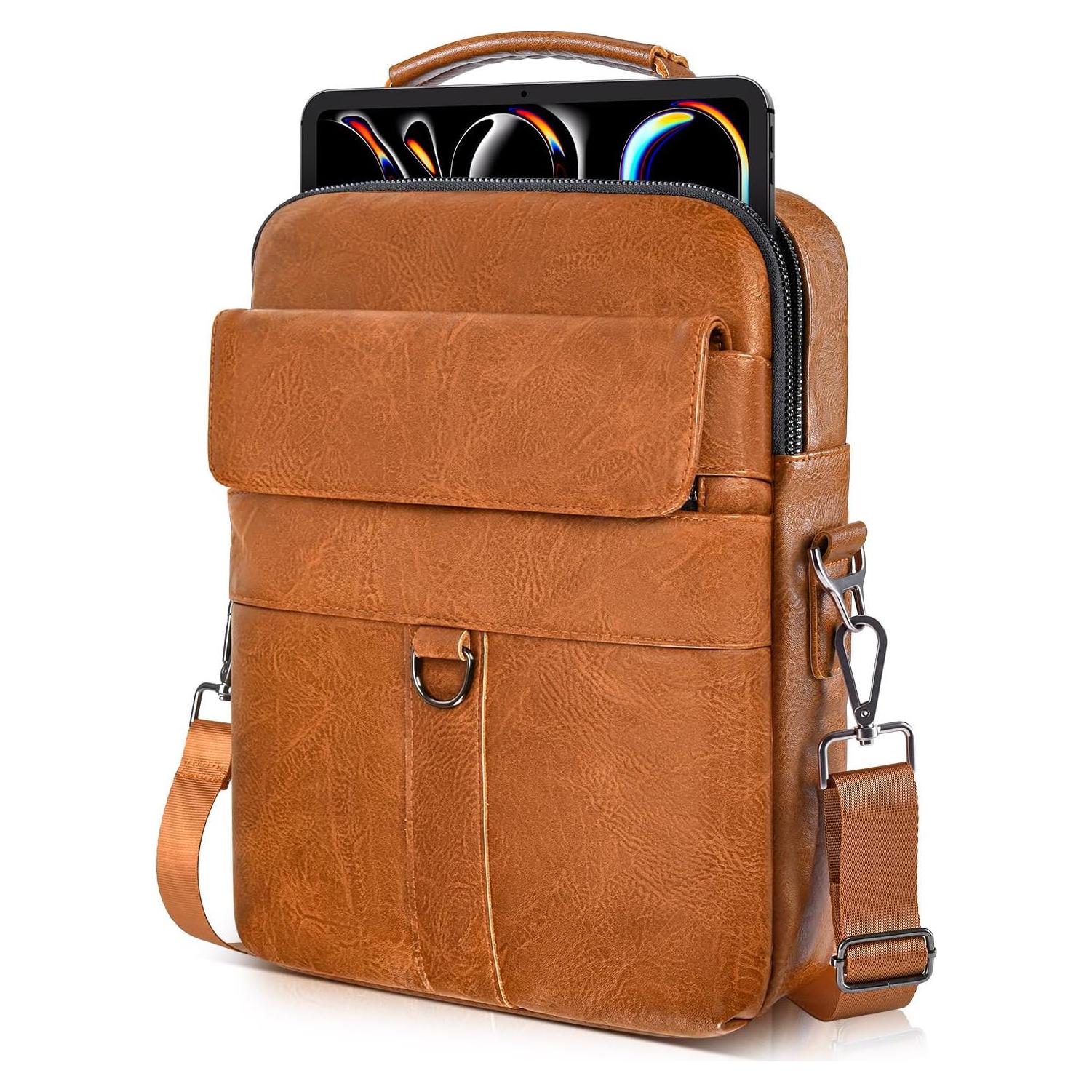 Bolsa de Hombro de Cuero para iPad Pro 11" y Air 11" - Marrón