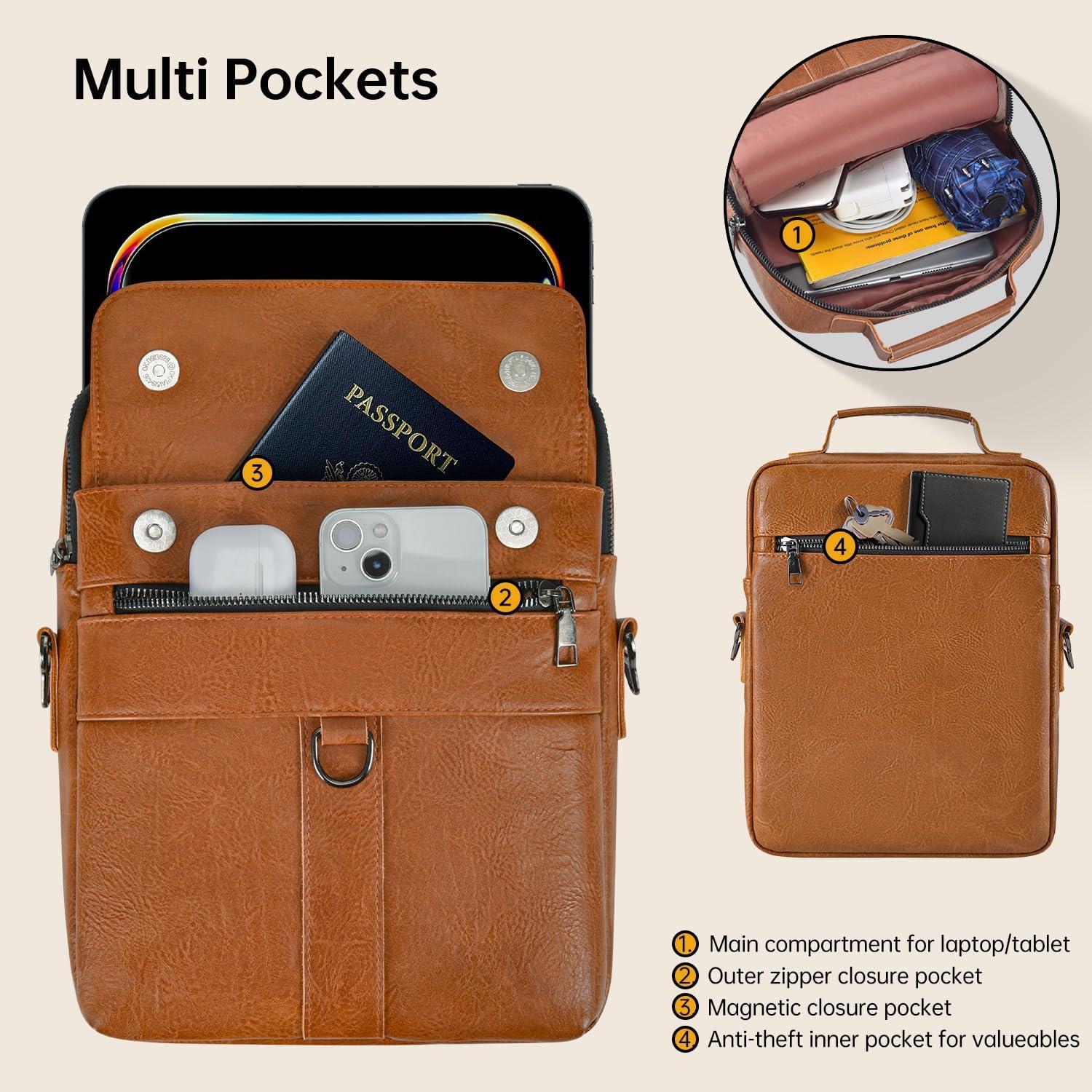 Bolsa de Hombro de Cuero para iPad Pro 11" y Air 11" - Marrón