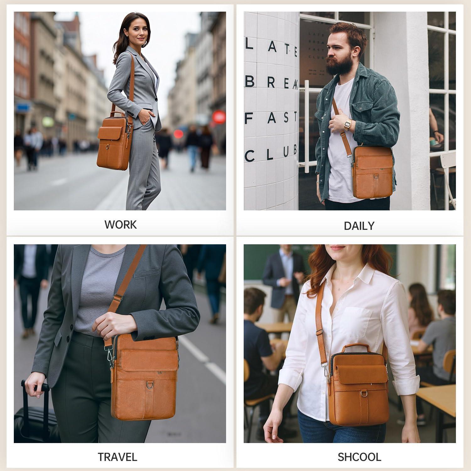 Bolsa de Hombro de Cuero para iPad Pro 11" y Air 11" - Marrón