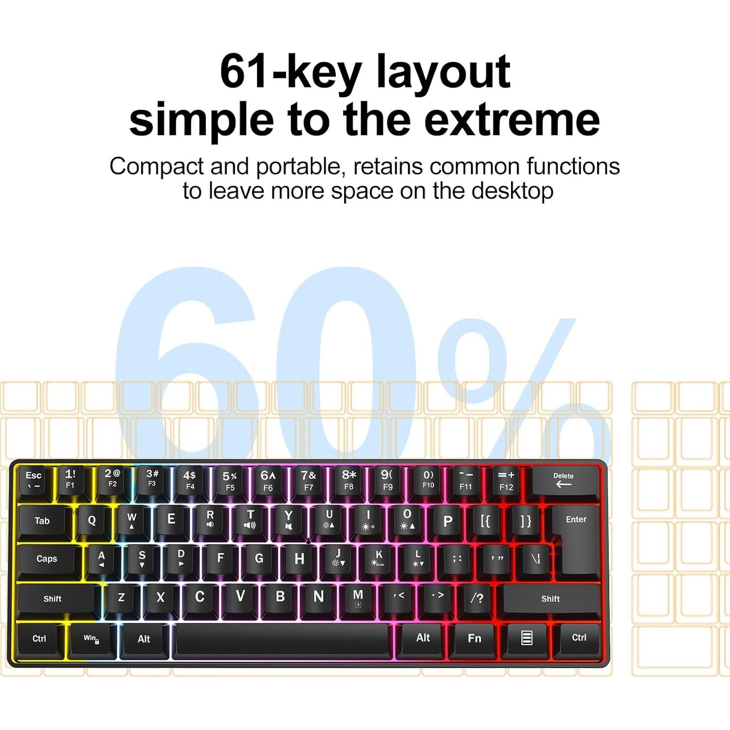 Teclado Gaming RGB Con Cable ShenTeSi G70 Mini 60% Ergonómico