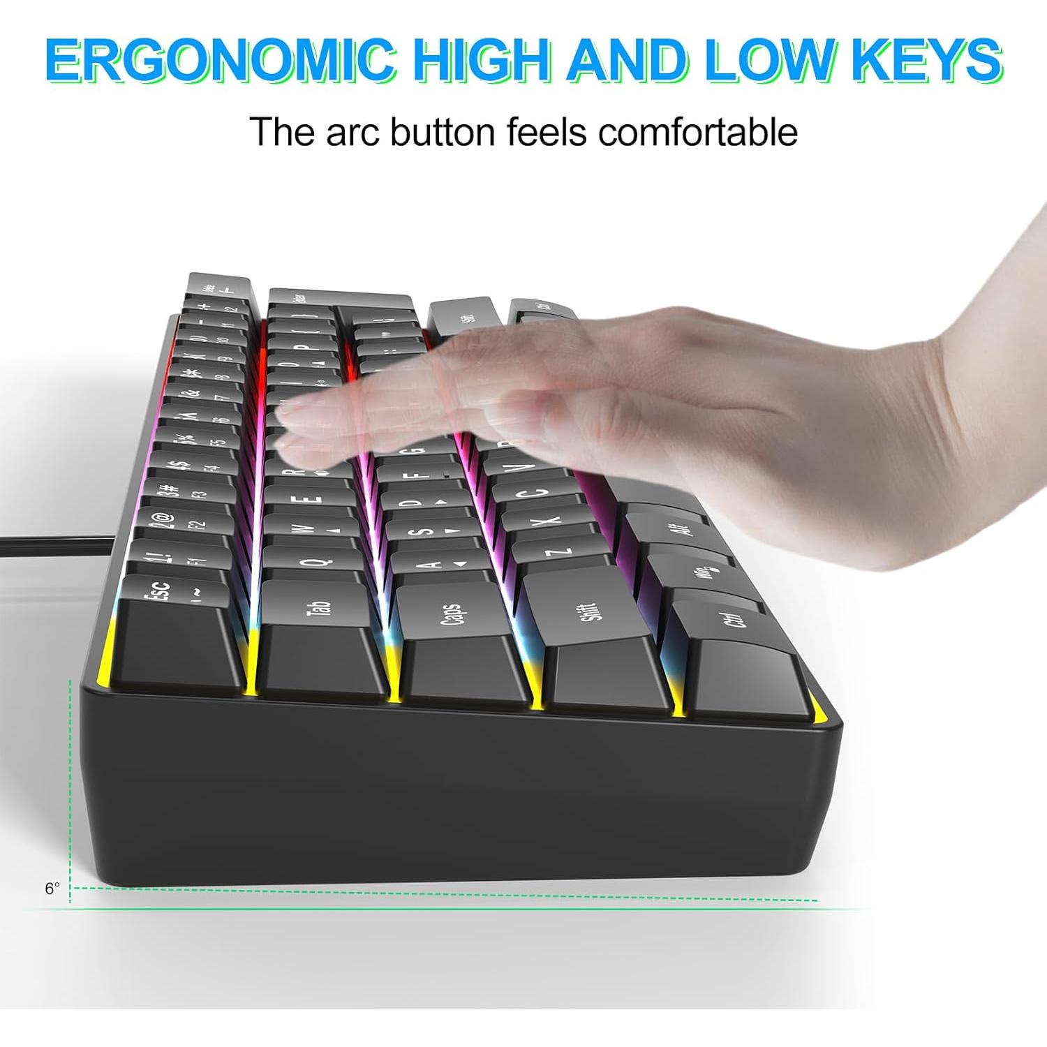 Teclado Gaming RGB Con Cable ShenTeSi G70 Mini 60% Ergonómico