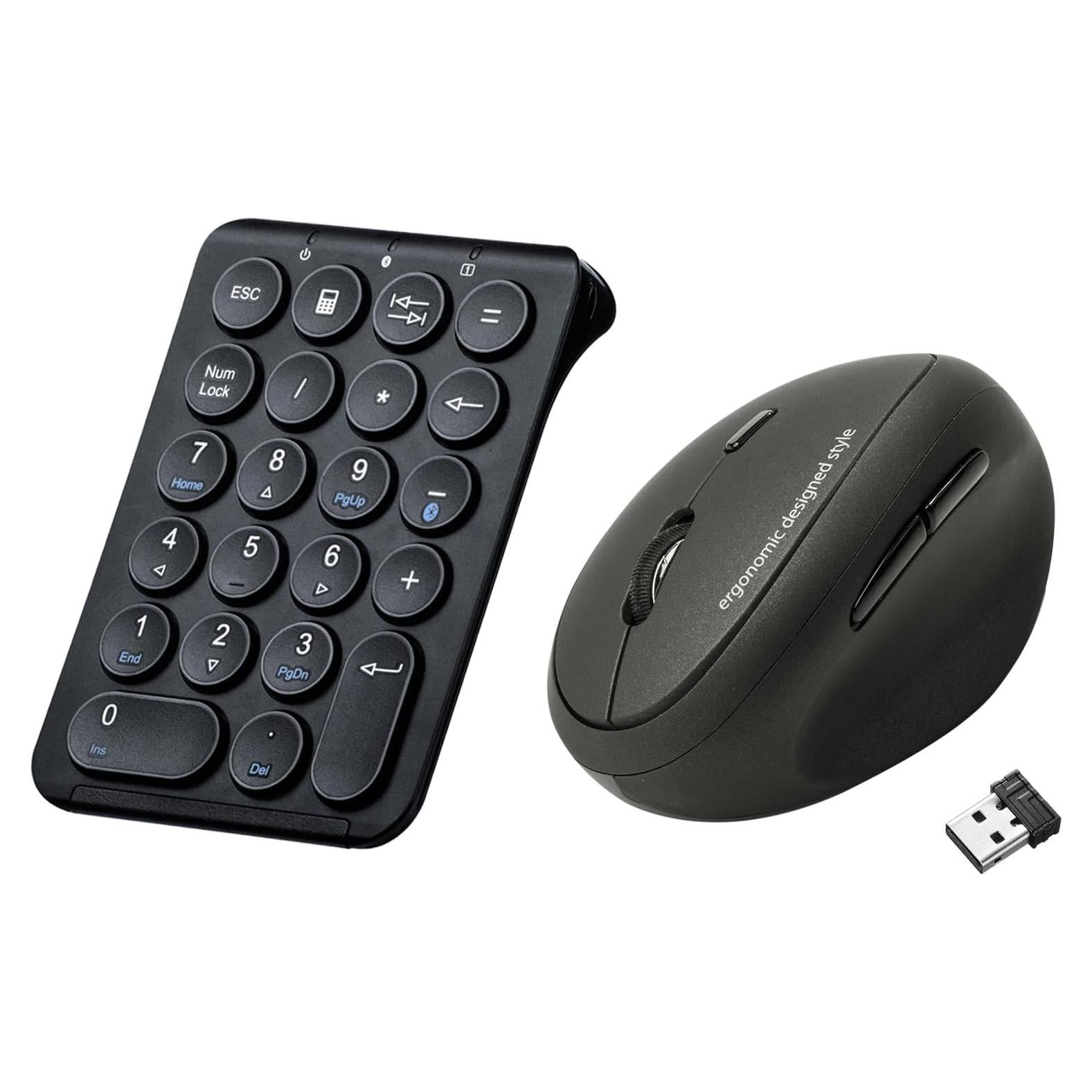 Ratón Ergonómico Inalámbrico SANWA ERG17 + Teclado Numérico Bluetooth