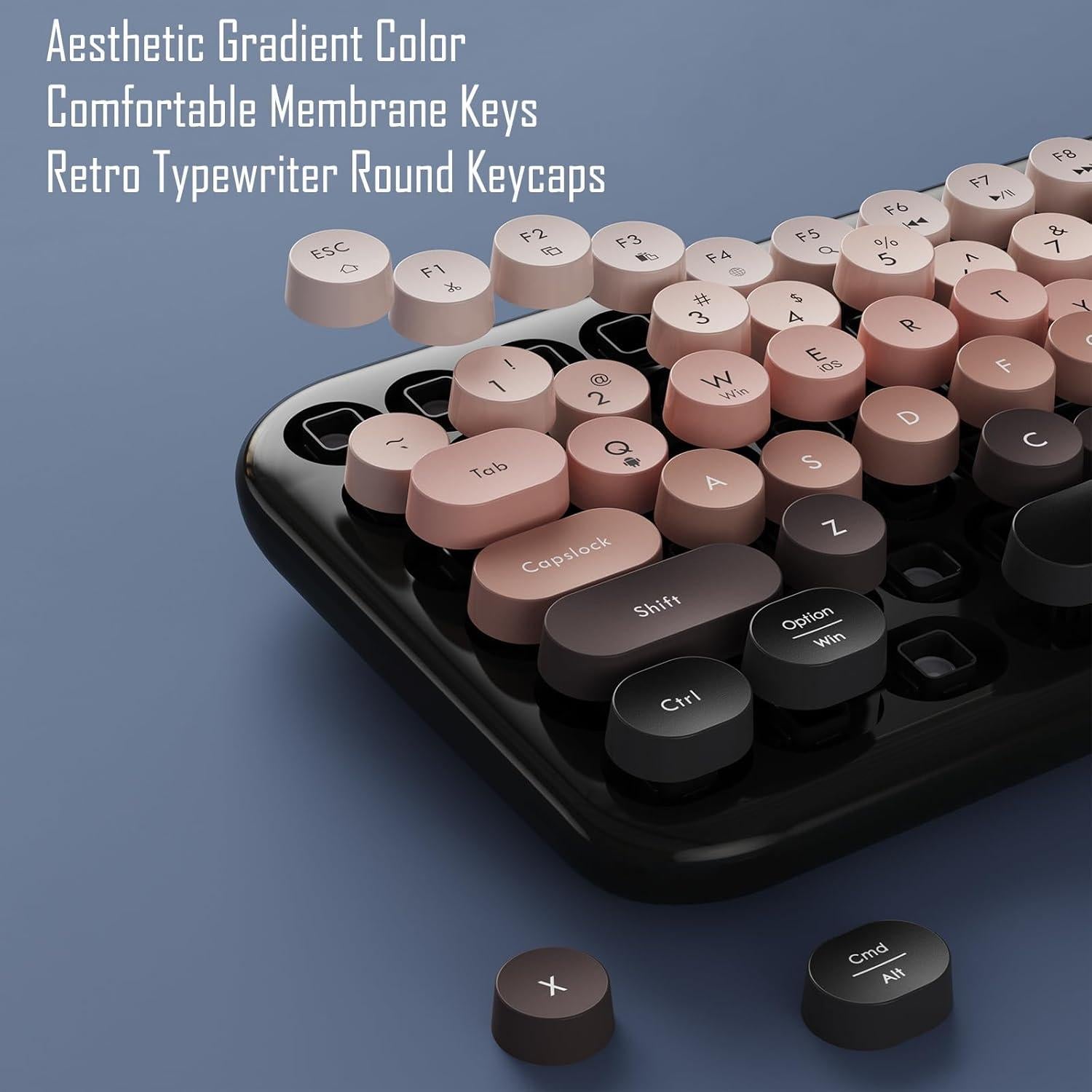 Teclado Inalámbrico Compacto Lomiluskr TKL Retro Negro