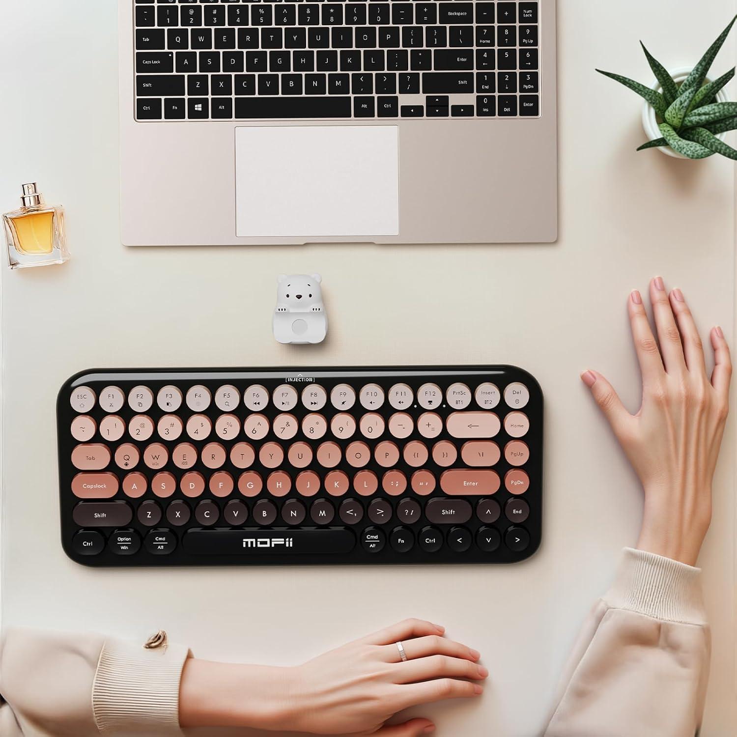 Teclado Inalámbrico Compacto Lomiluskr TKL Retro Negro