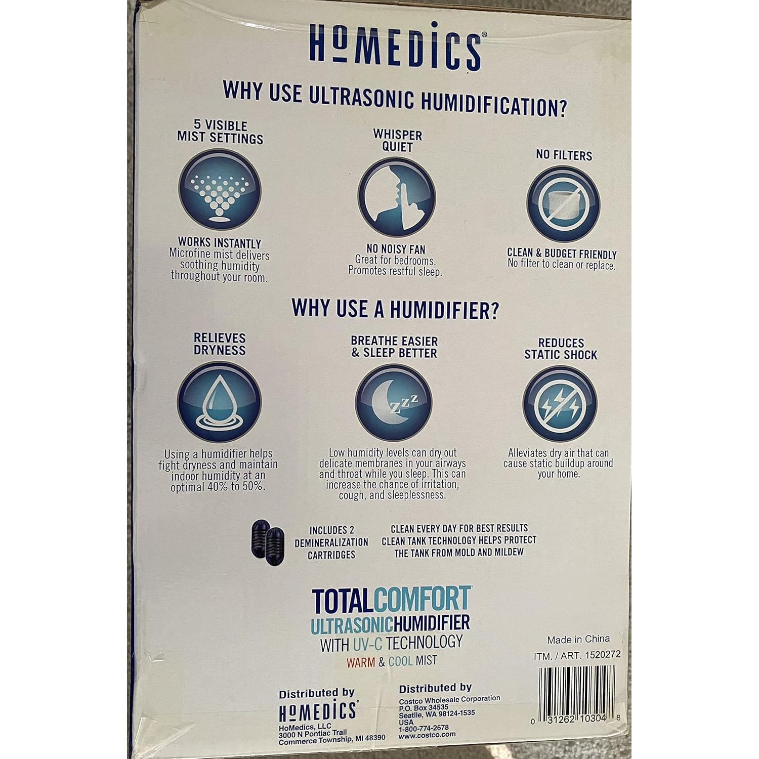 Humidificador Ultrasonico HoMedics TotalComfort UV-C 7.57L