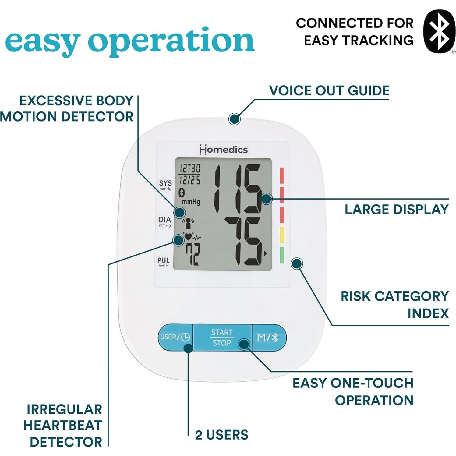Monitor de Presión Arterial Bluetooth Homedics BPA-900BT-WT