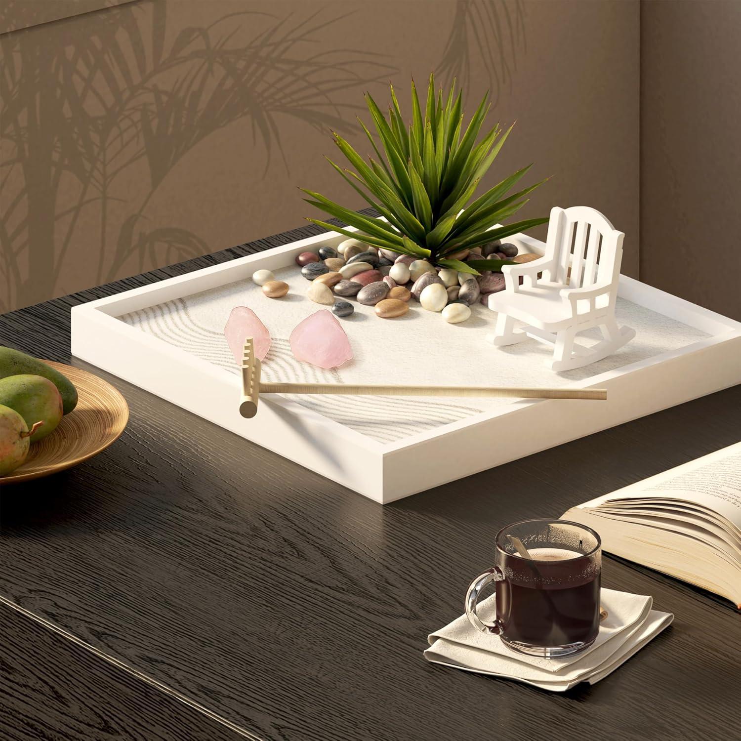 Jardín Zen de Escritorio Cularve Blanco Moderno con Cristales