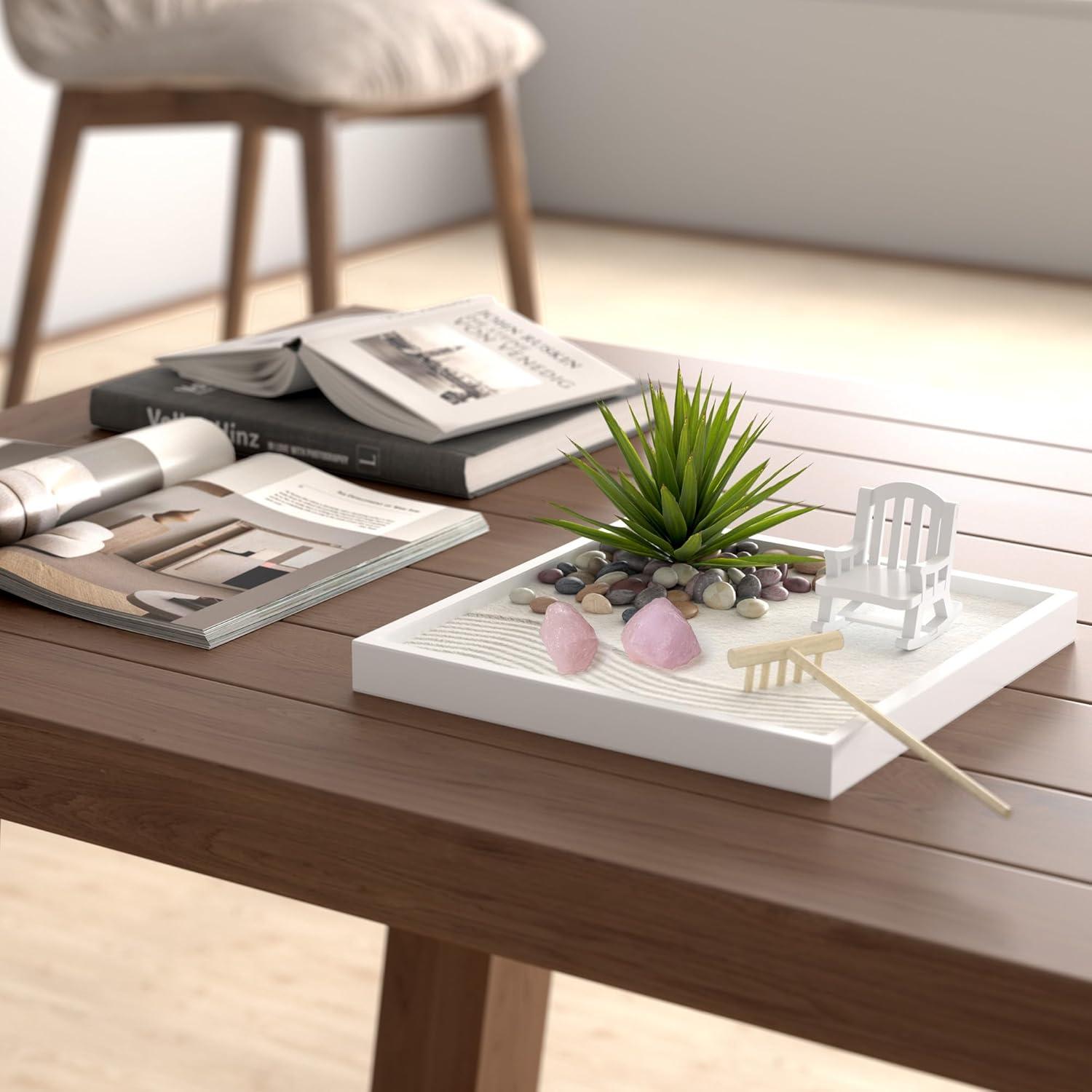 Jardín Zen de Escritorio Cularve Blanco Moderno con Cristales