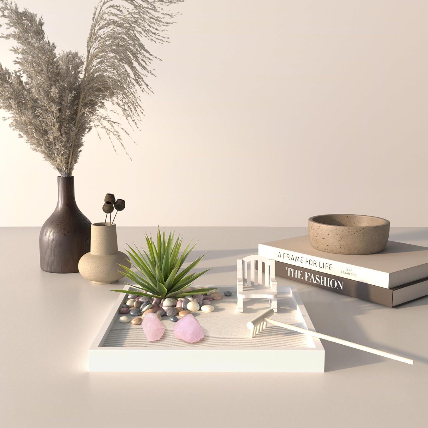 Jardín Zen de Escritorio Cularve Blanco Moderno con Cristales