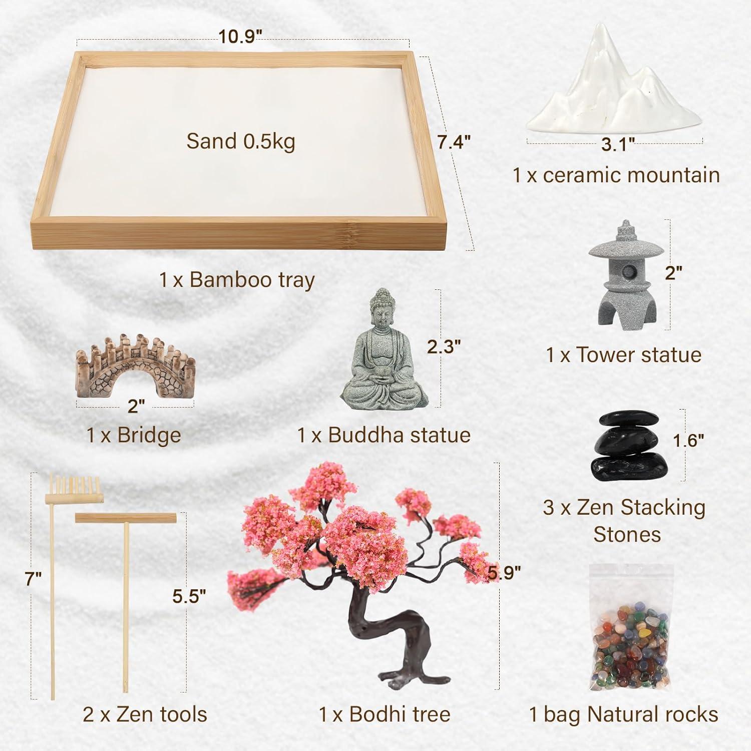 Jardín Zen FOLKOR LIFE 28x19cm con Bonsái y Buda