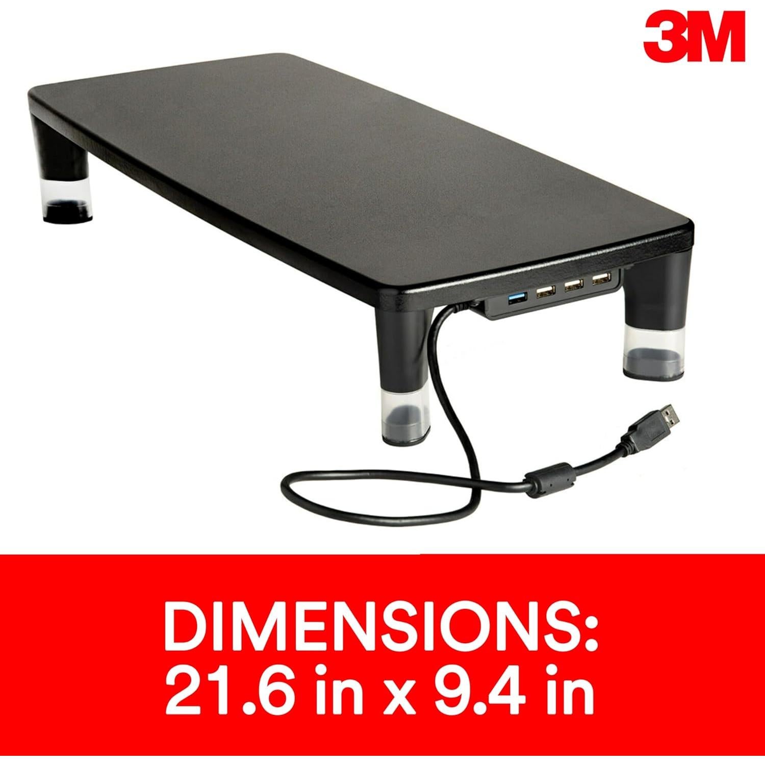 Soporte de Monitor 3M Ajustable con Hub USB 4 Puertos