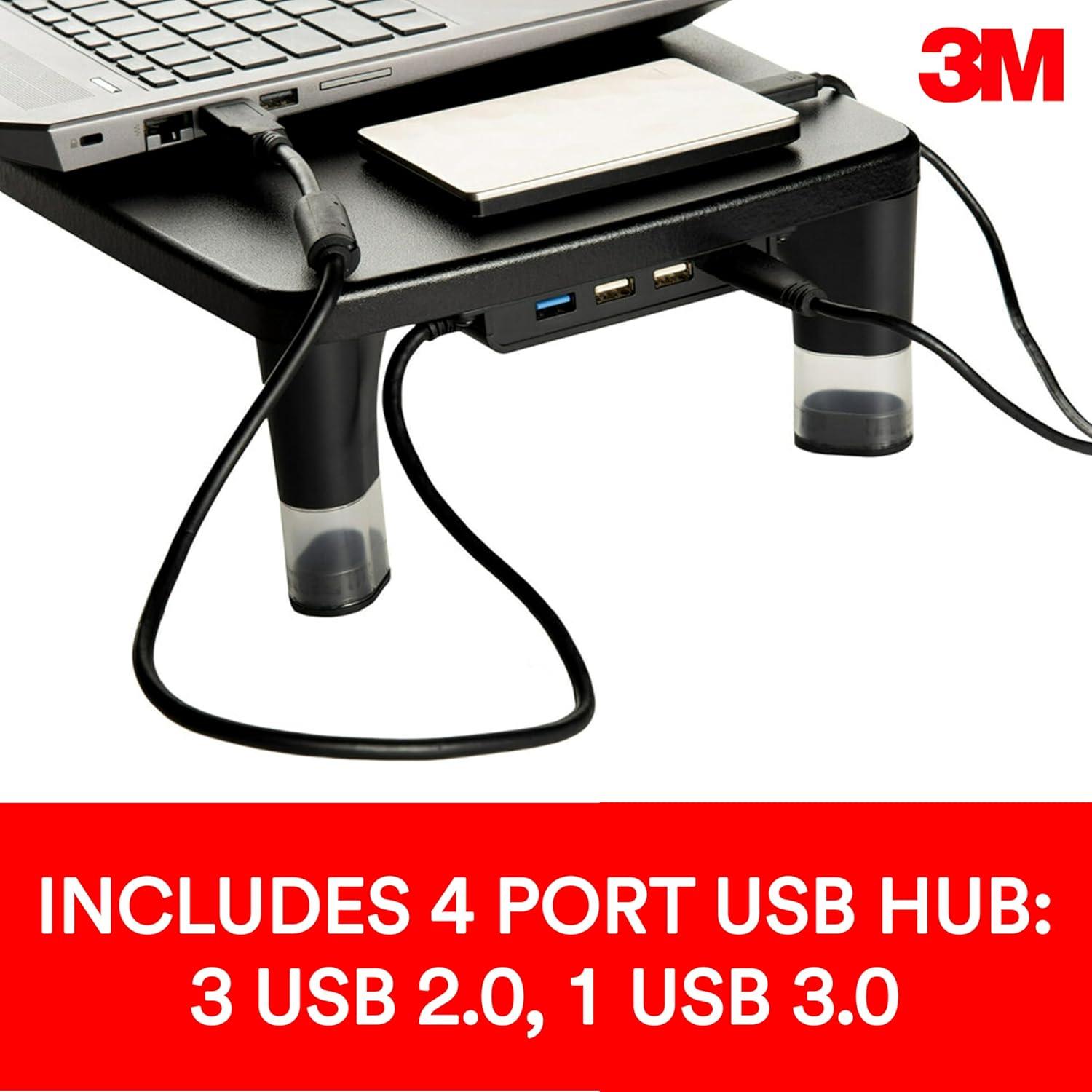 Soporte de Monitor 3M Ajustable con Hub USB 4 Puertos