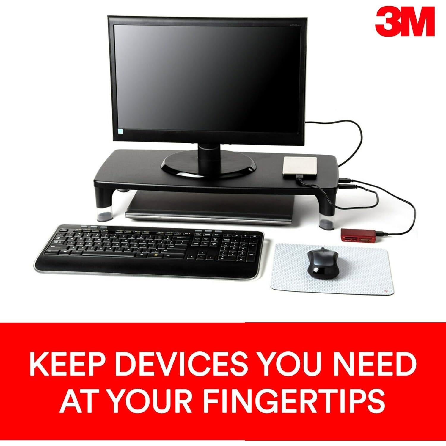 Soporte de Monitor 3M Ajustable con Hub USB 4 Puertos