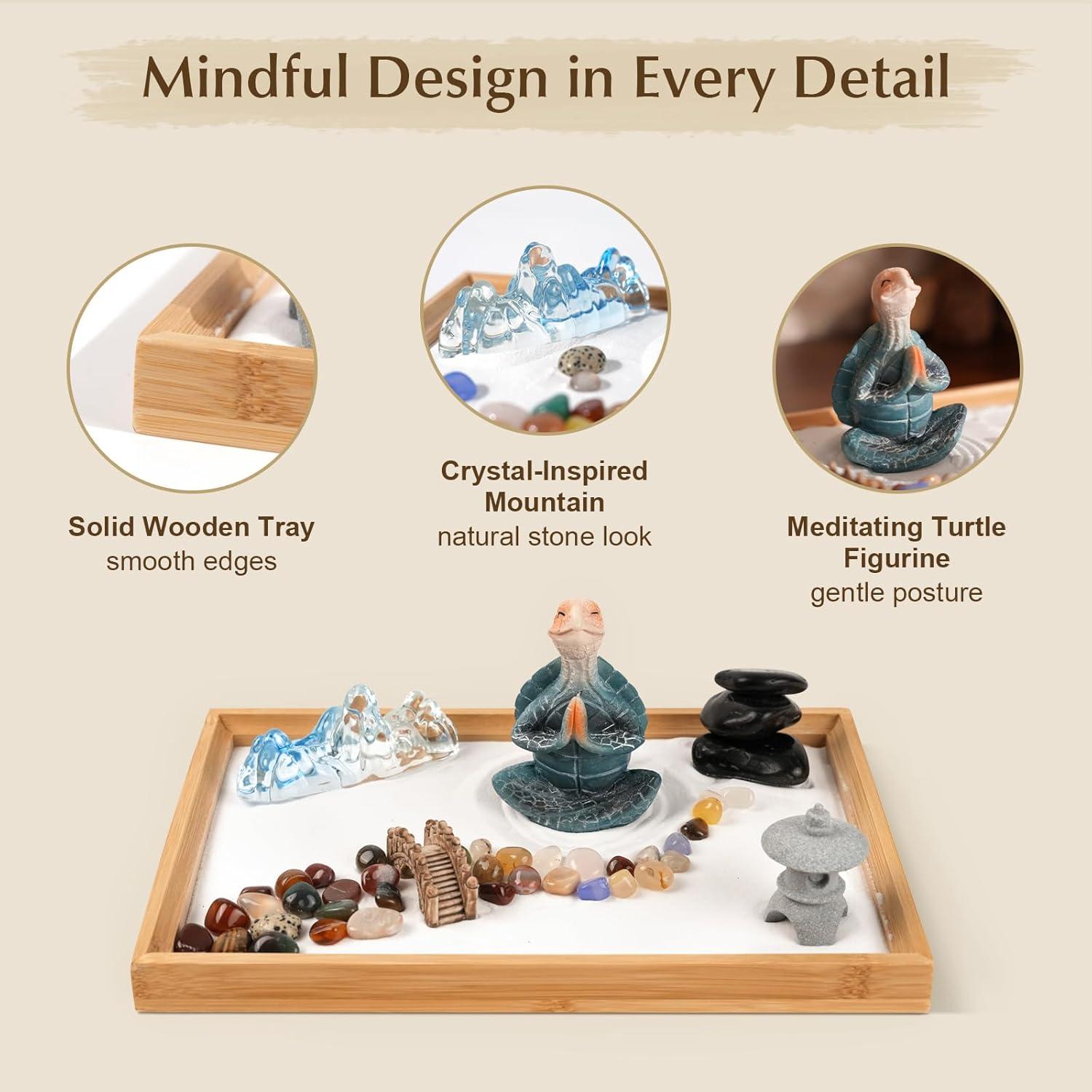 Jardín Zen de Arena FOLKOR LIFE 28x19cm Tortuga Meditativa