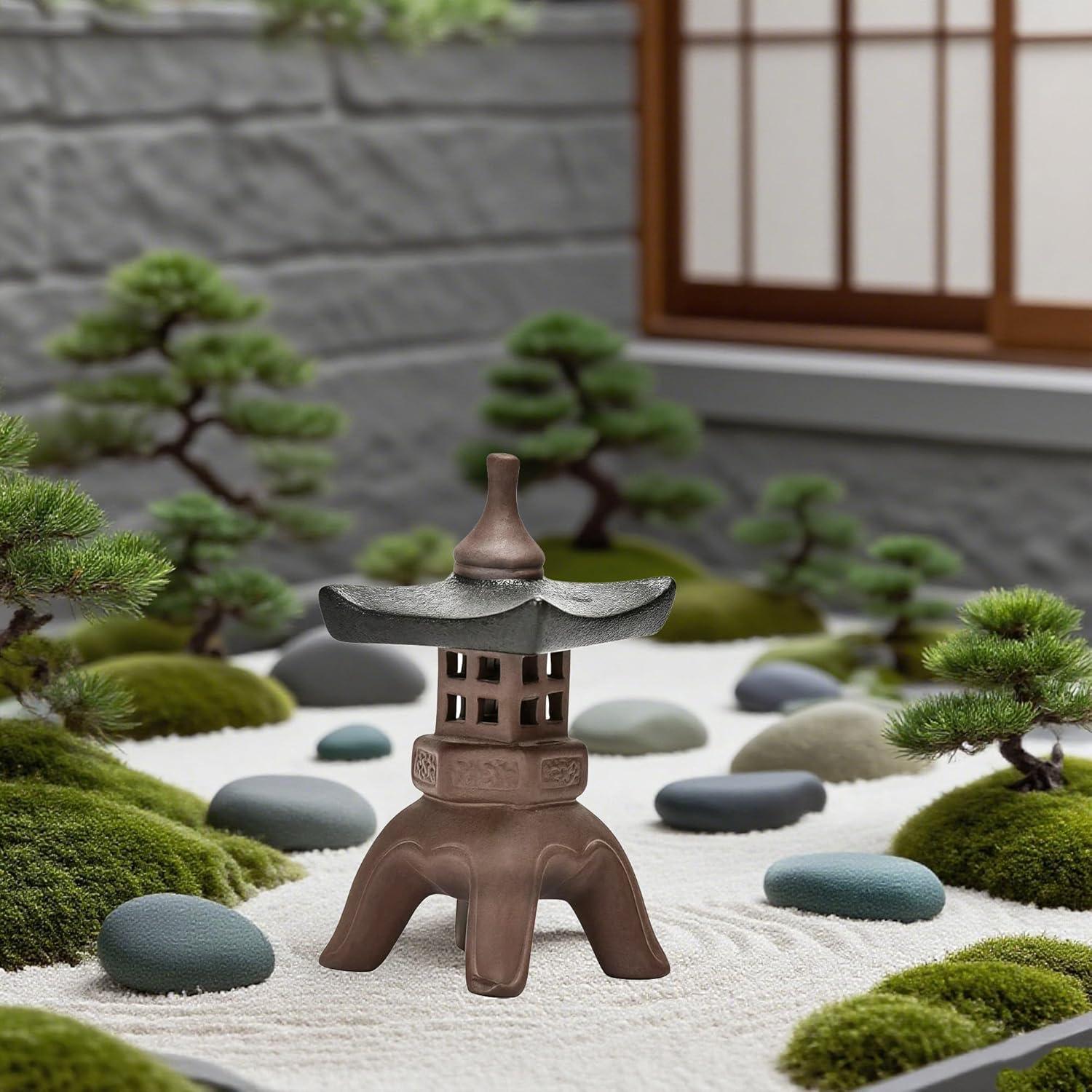 Linterna de Jardín Cerámica Chiorgone Pagoda Oriental 4.3x8.6 cm