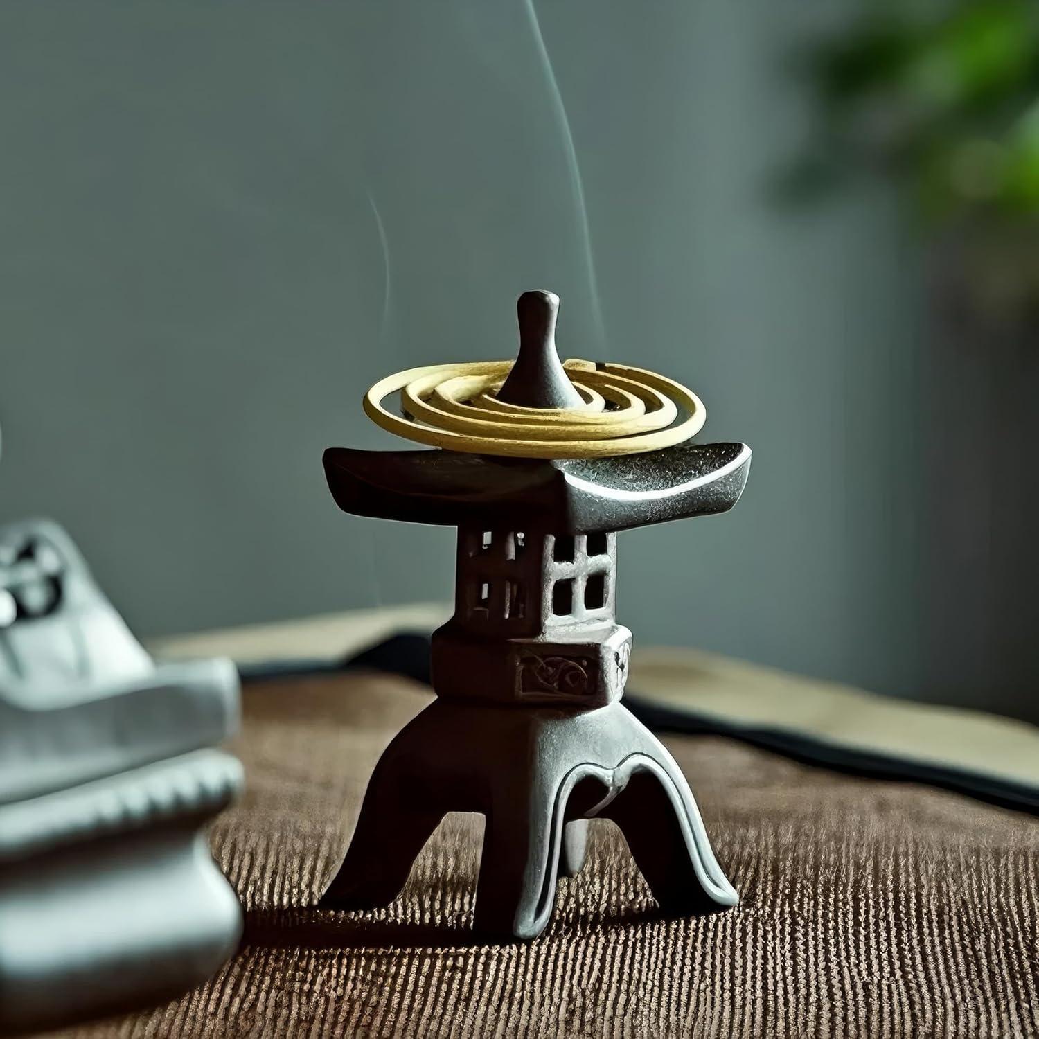 Linterna de Jardín Cerámica Chiorgone Pagoda Oriental 4.3x8.6 cm