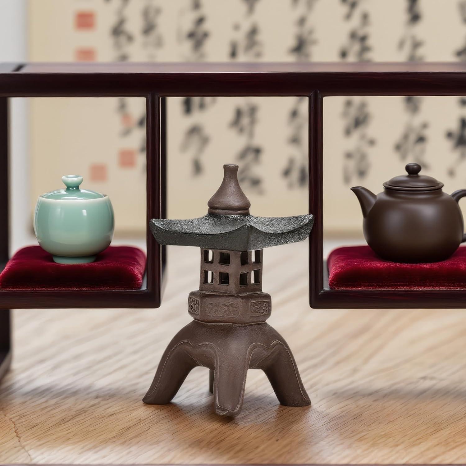 Linterna de Jardín Cerámica Chiorgone Pagoda Oriental 4.3x8.6 cm