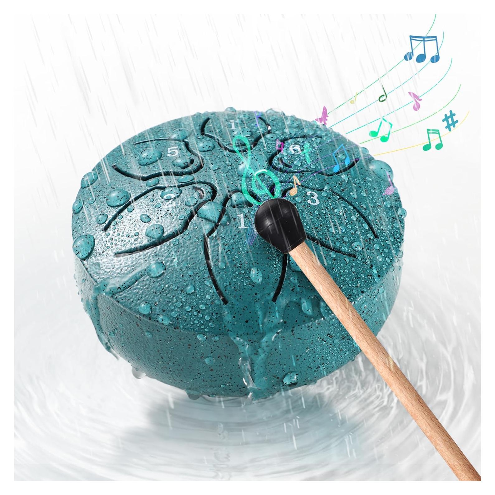 Tambor de Lluvia Facmogu 3" 6 Notas Verde para Meditación