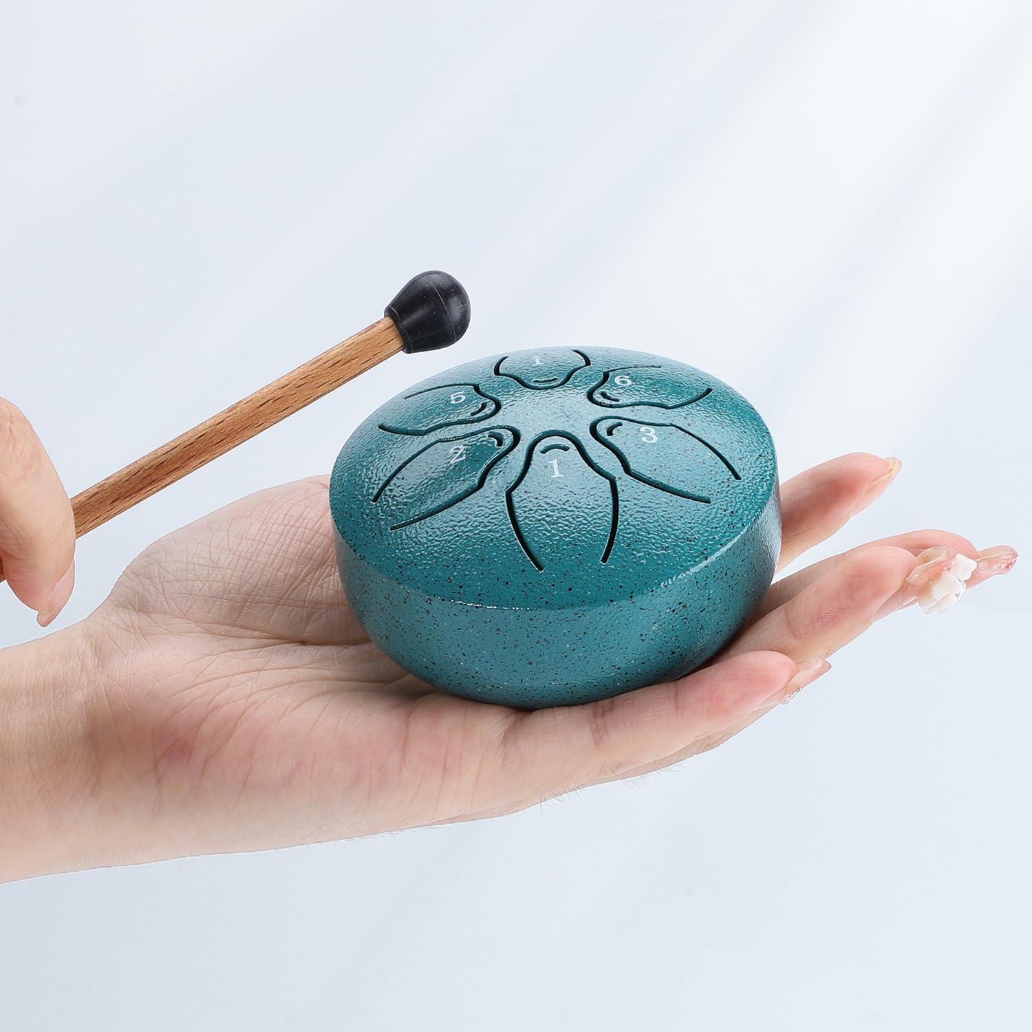 Tambor de Lluvia Facmogu 3" 6 Notas Verde para Meditación