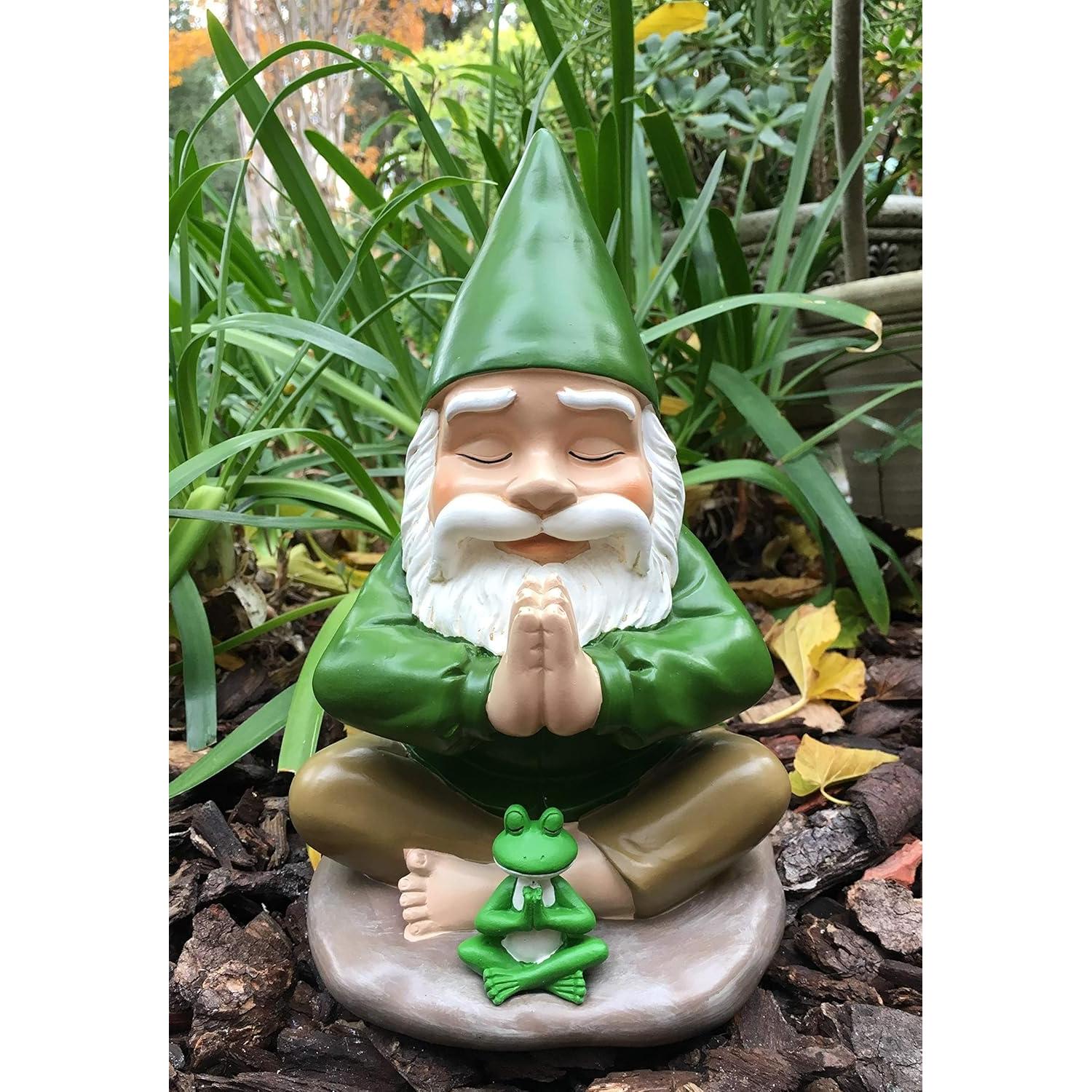 Gnomo Zen y Rana Zen GlitZGlam 23.5 cm Jardín de Hadas