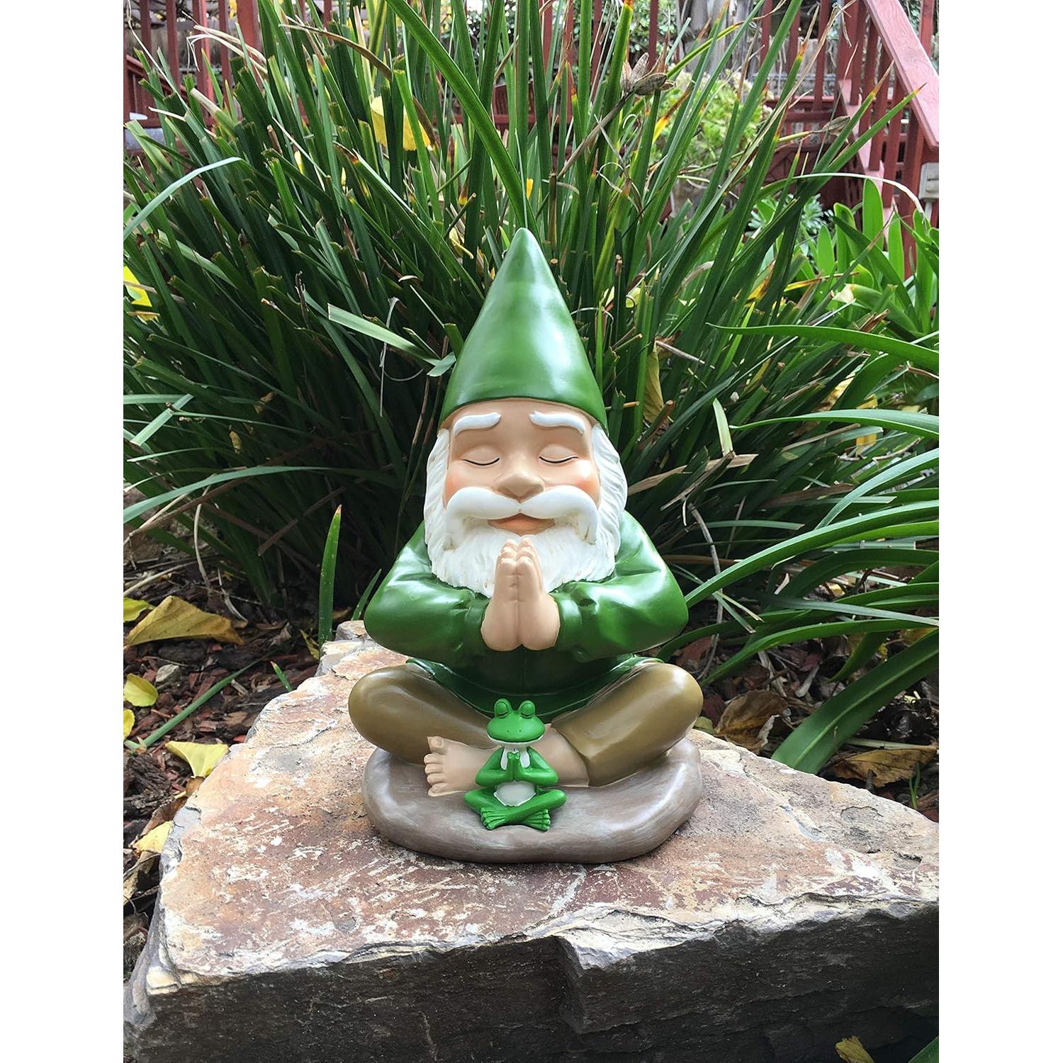 Gnomo Zen y Rana Zen GlitZGlam 23.5 cm Jardín de Hadas