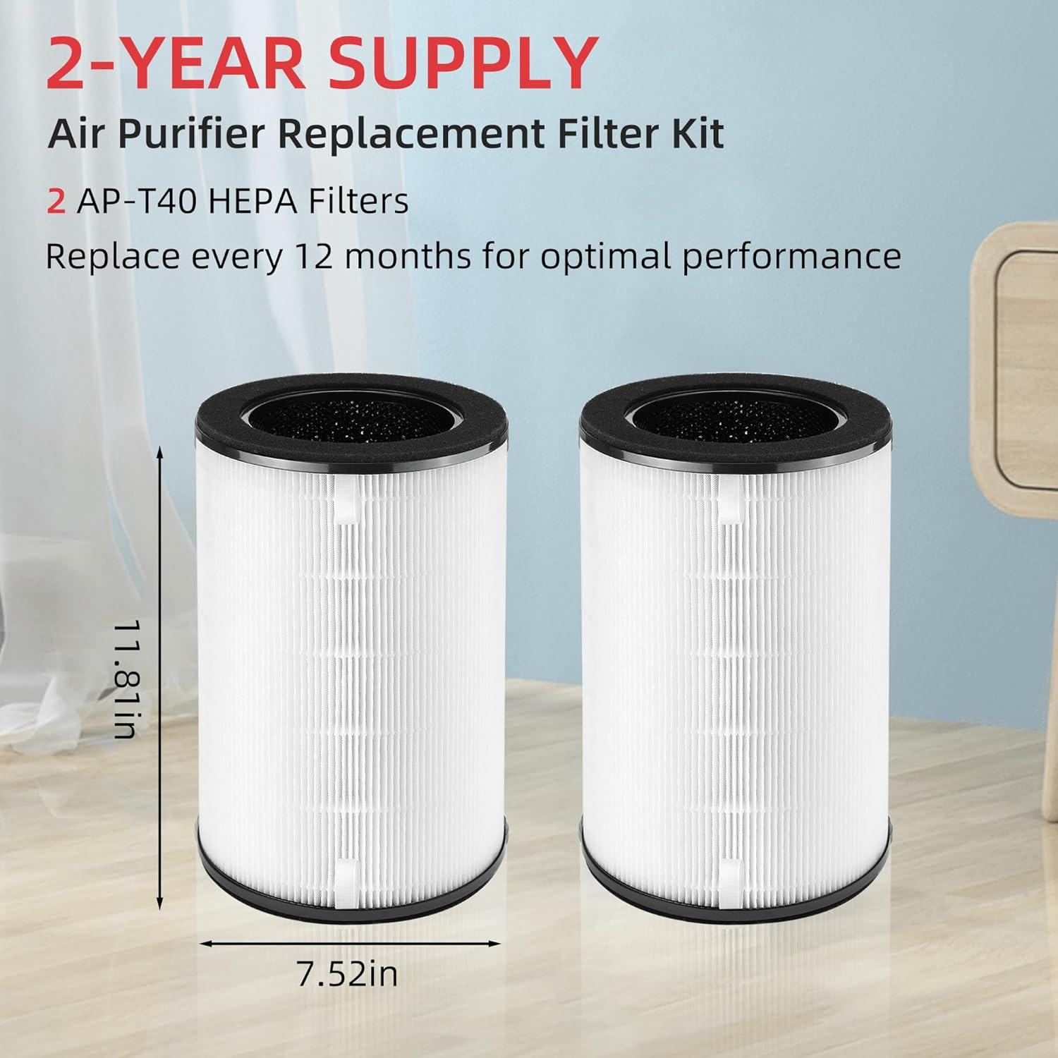 Filtro de Reemplazo AP-T40FL y AP-T45 para Purificador Homedics - Paquete de 2