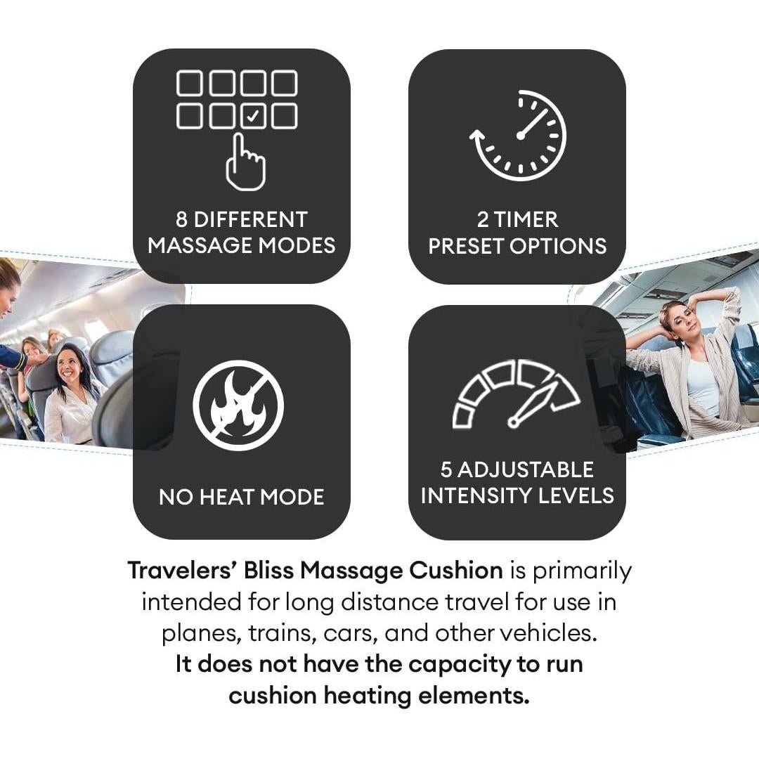 Cojín de Masaje Bliss Viajeros Relajados - 8 Modos - 0.94 kg